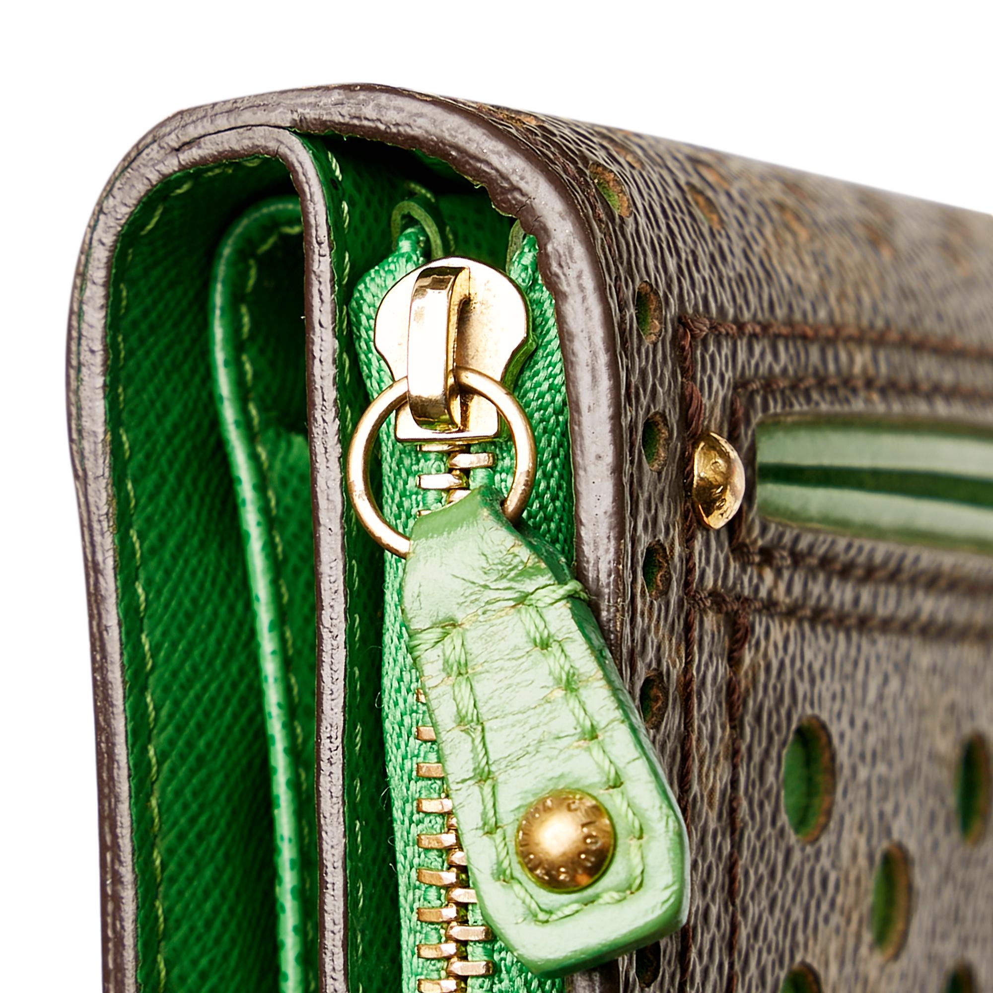 Louis Vuitton Monogram Perforated Compact Zipped Wallet (SHG-32530)