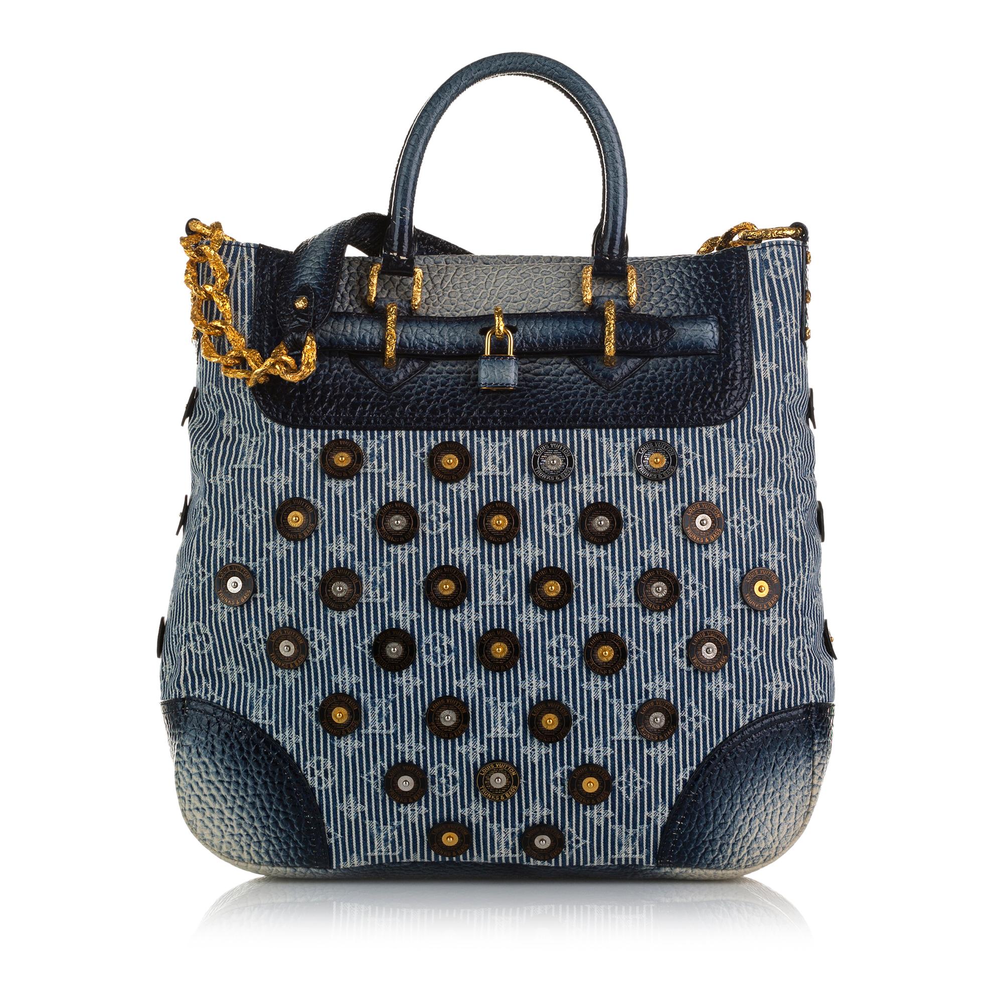 Louis Vuitton Monogram Stripes Denim Polka Dot Trunks and Bags Corsaire Tote (SHG-37846)