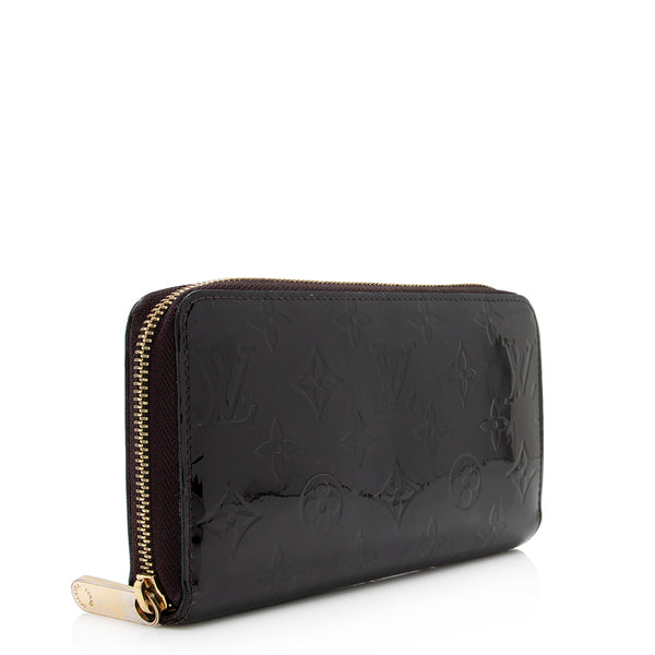 M90020 Louis Vuitton Monogram Vernis Embossed Zippy Wallet Suede Rose