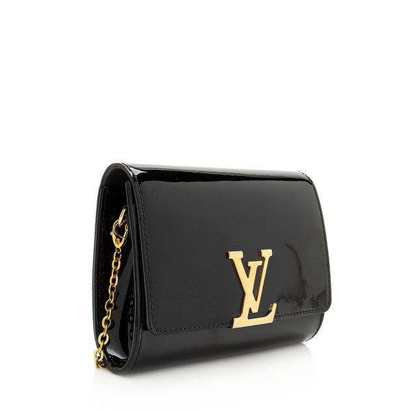 Louis Vuitton Leather Louise Clutch in Black