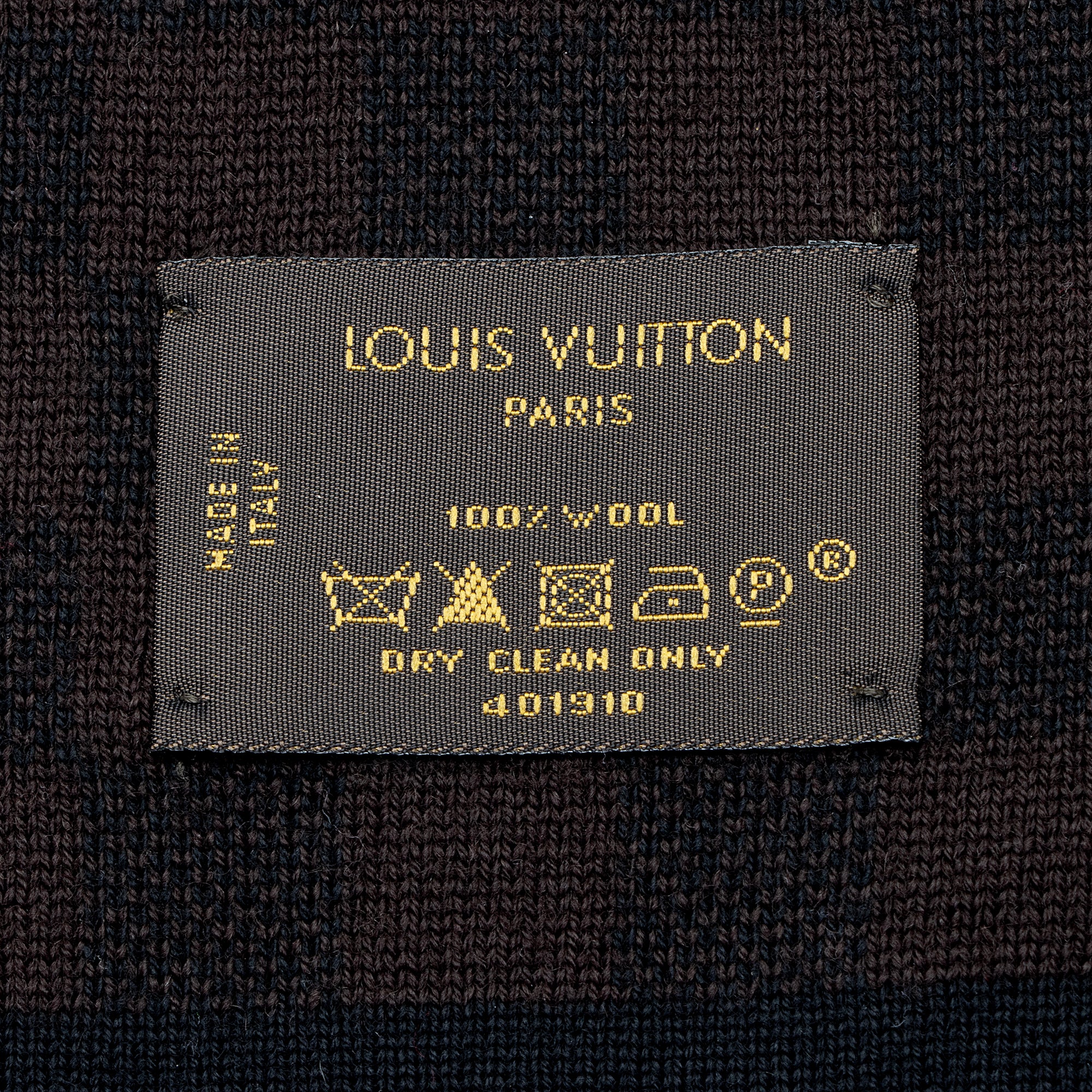 Louis Vuitton Petit Damier Ebene Wool Scarf (SHF-22878)