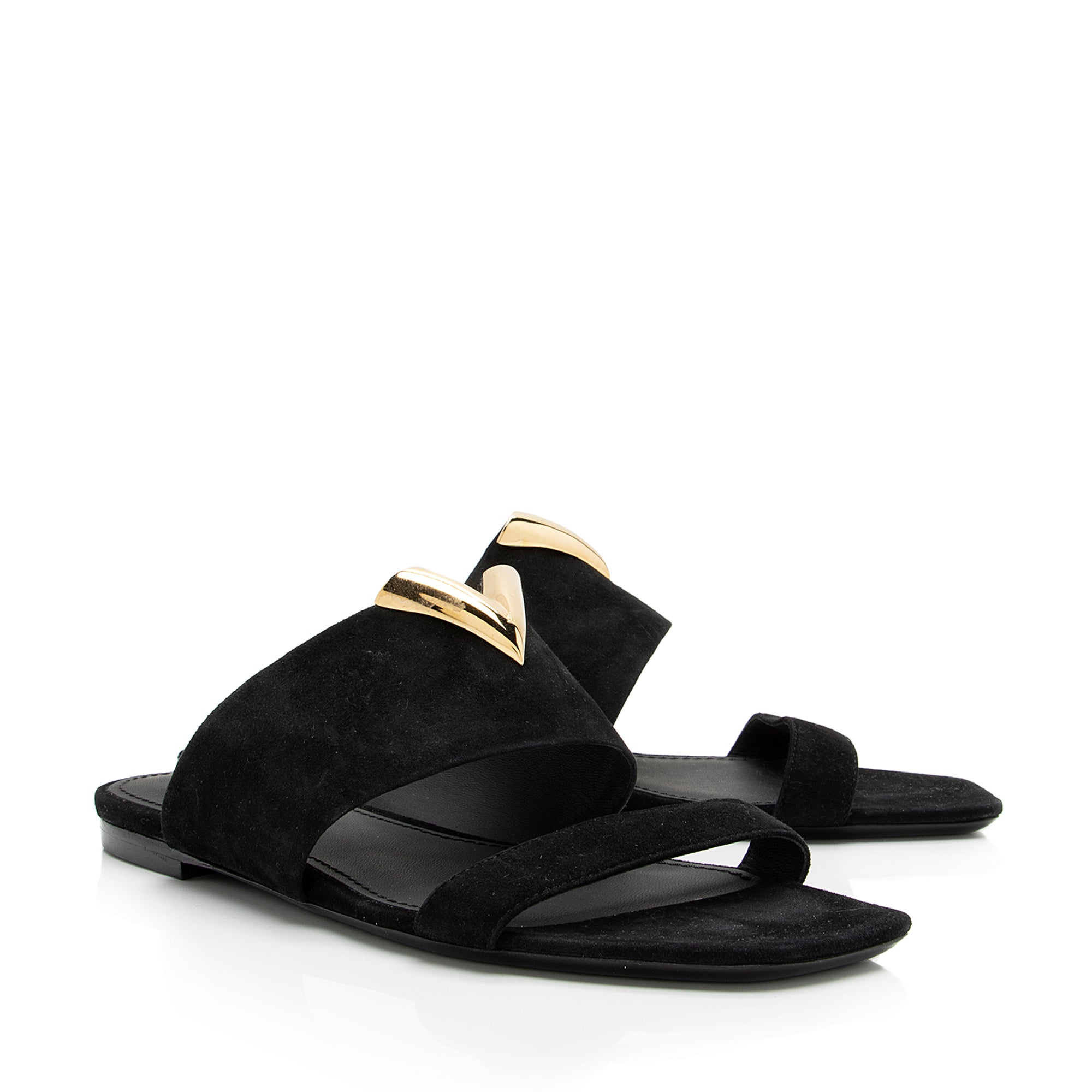 Louis Vuitton Suede V Cut Slide Sandals - Size 8 / 38 (SHF-23625)