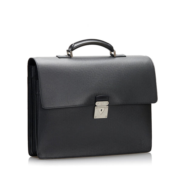 Robusto Briefcase in Taiga leather, Ruthenium Hardware
