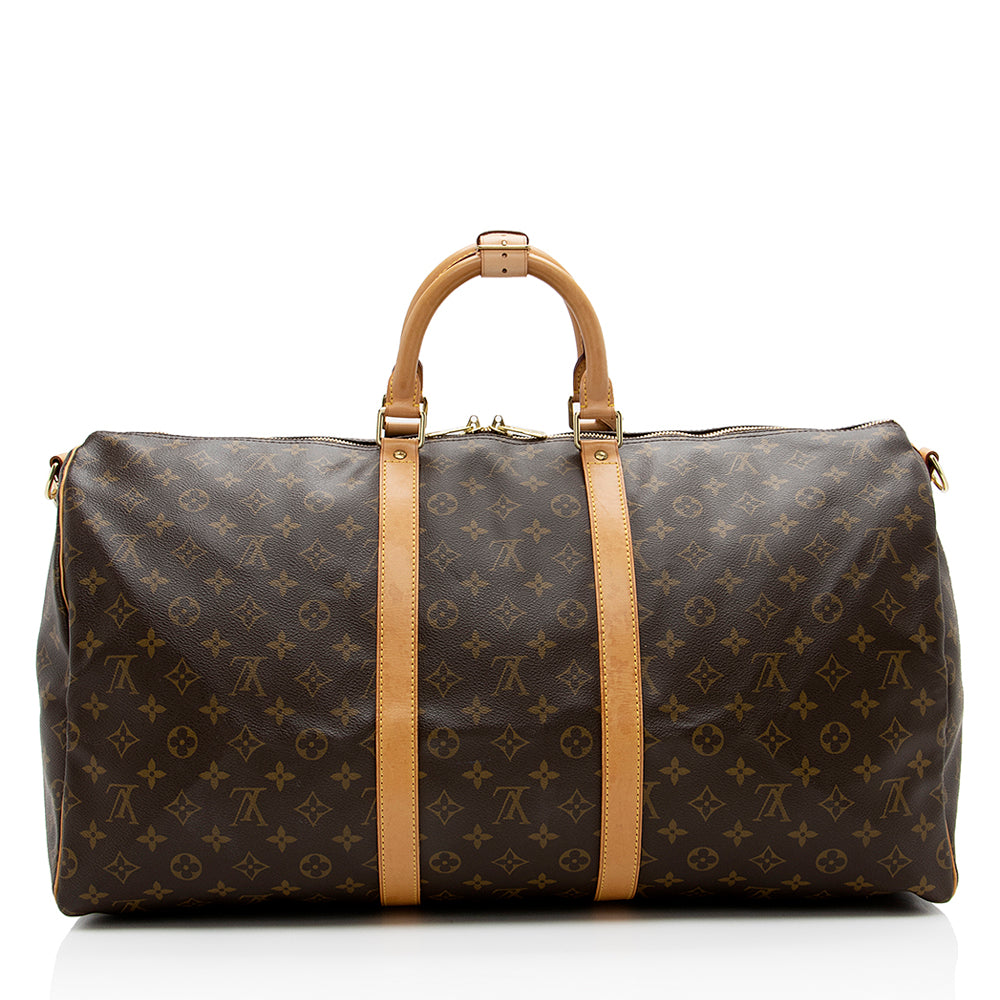Louis Vuitton Vintage Monogram Canvas Keepall Bandouliere 55 Duffel Bag (SHF-17039)