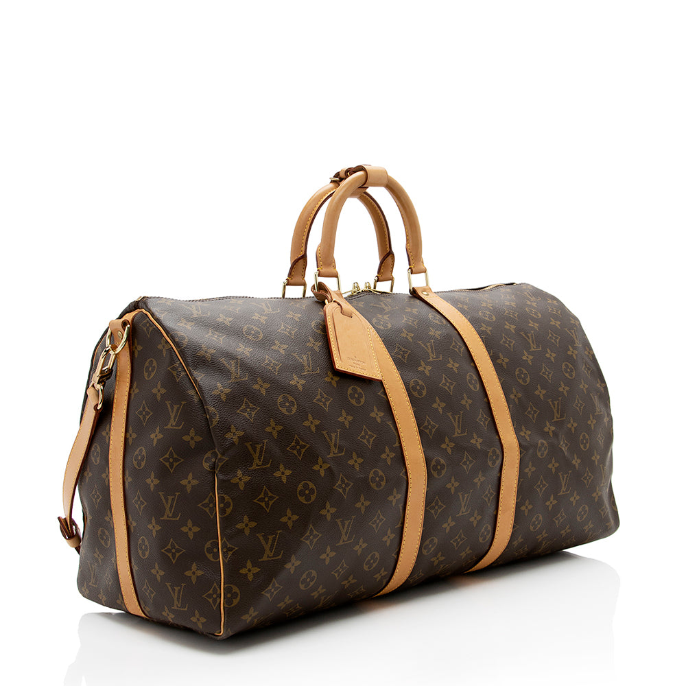 Louis Vuitton Vintage Monogram Canvas Keepall Bandouliere 55 Duffel Bag (SHF-17039)