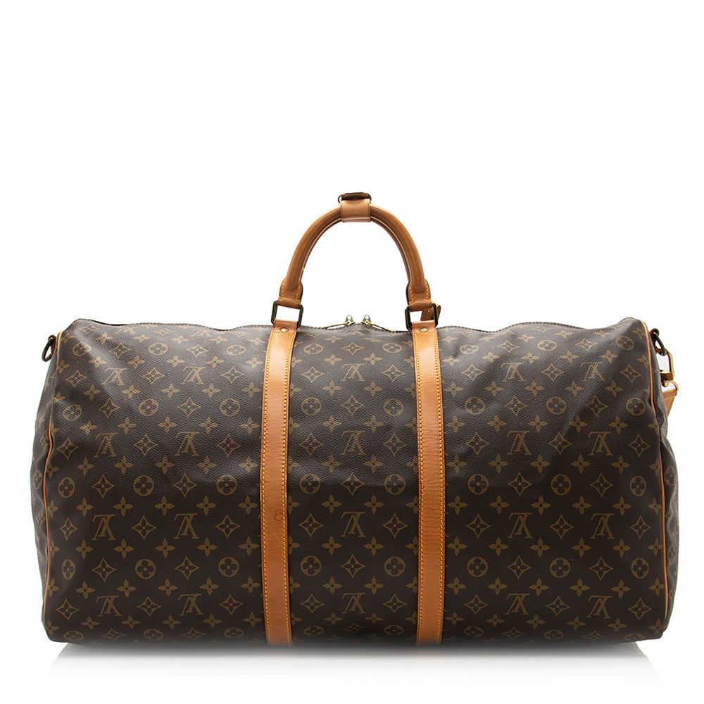 Louis Vuitton Vintage Monogram Canvas Keepall Bandouliere 60 Duffle Bag (SHF-20354)