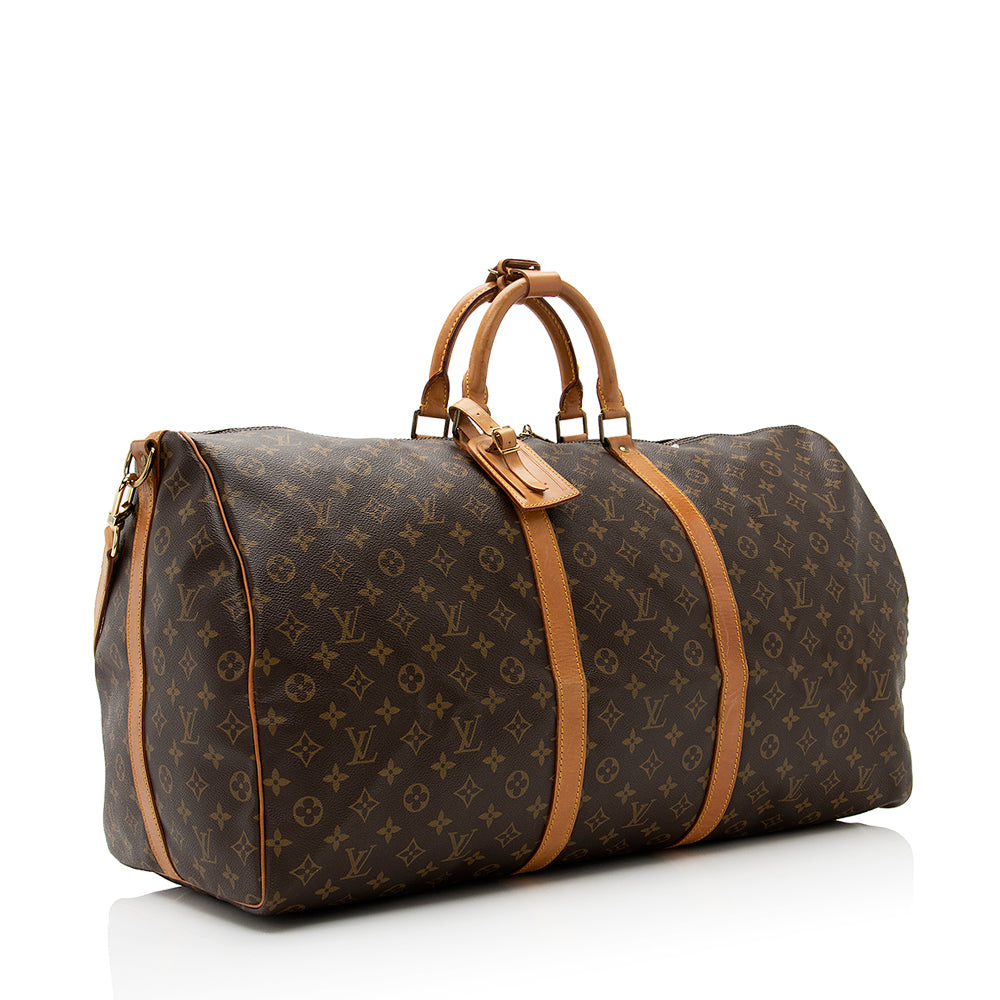 Louis Vuitton Vintage Monogram Canvas Keepall Bandouliere 60 Duffel Bag (SHF-20843)