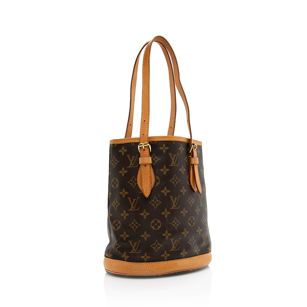 Louis Vuitton Vintage Monogram Canvas Petit Bucket Tote (SHF-18459)
