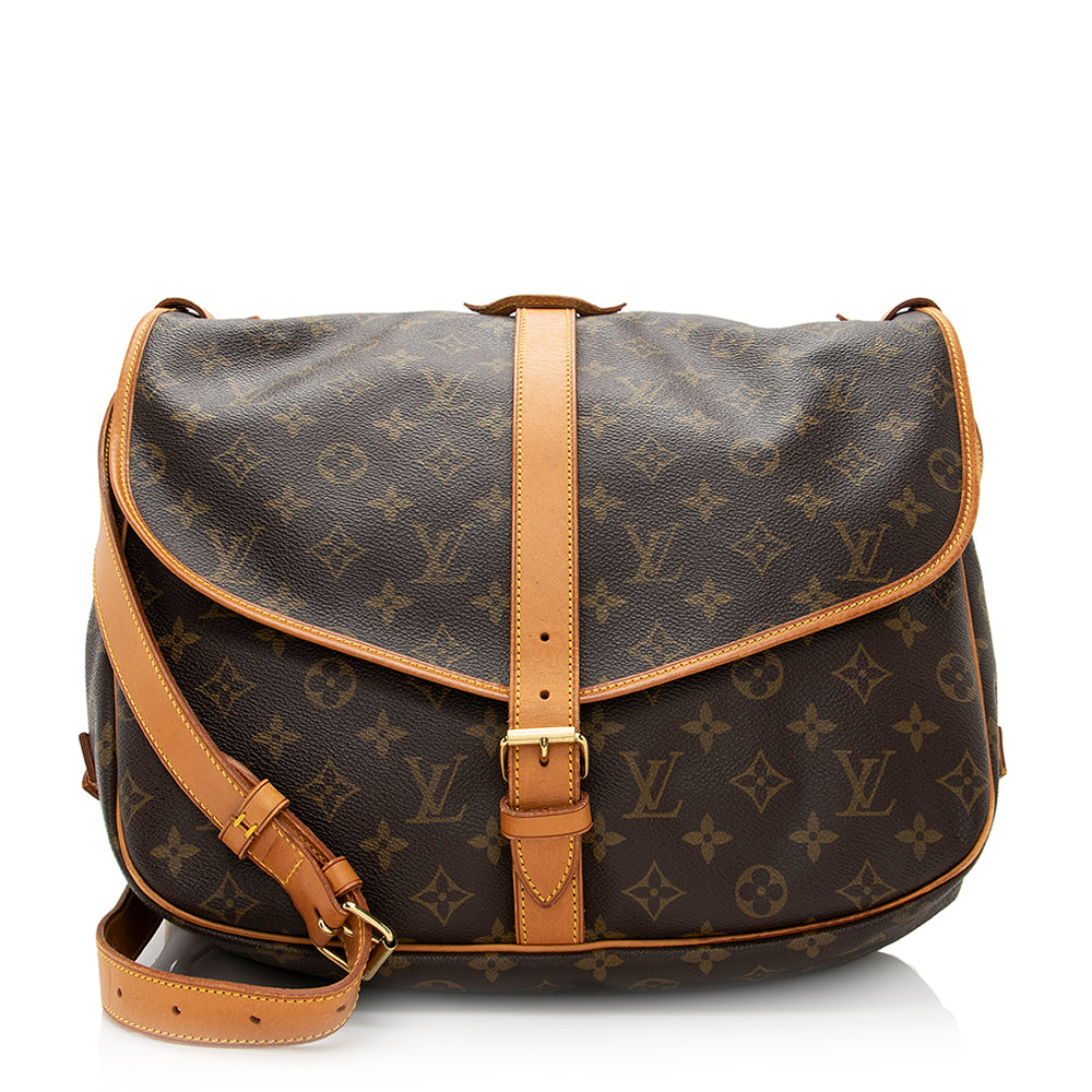 Louis Vuitton Vintage Monogram Canvas Saumur 35 Messenger Bag (SHF-20372)