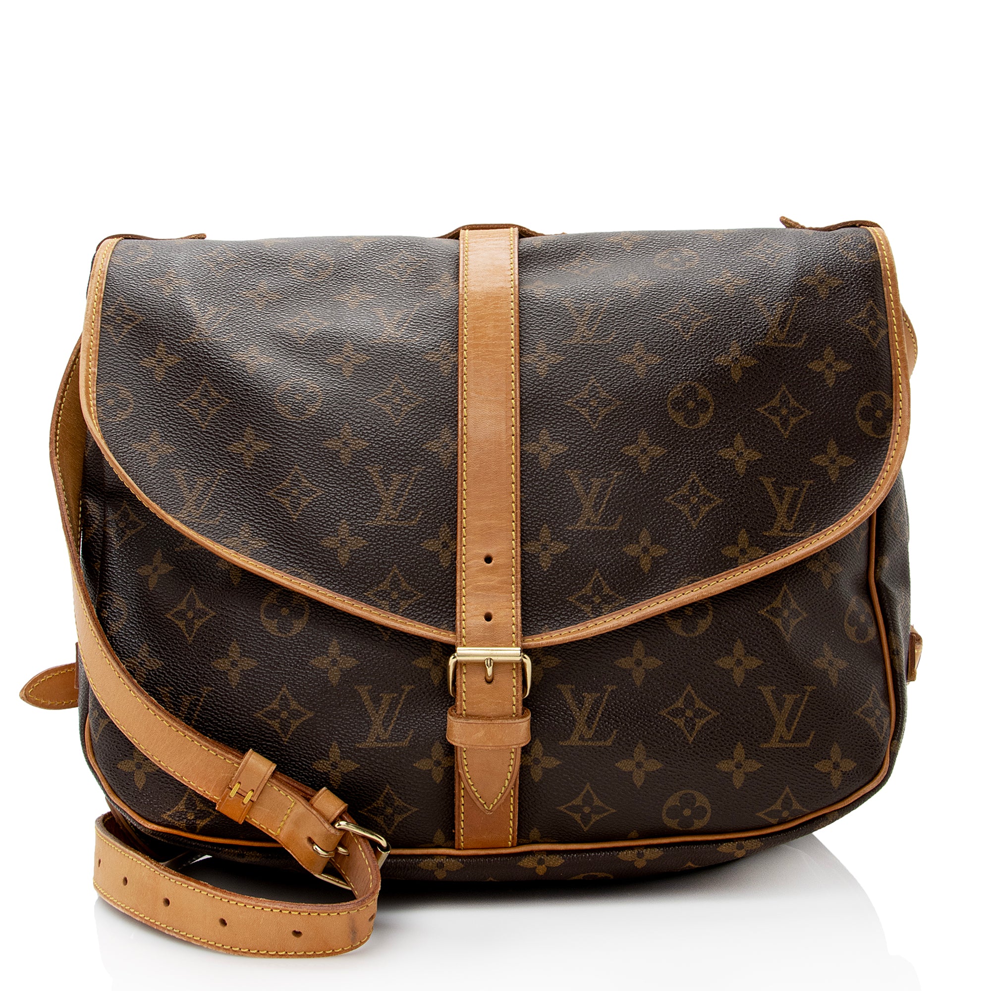 Louis Vuitton Vintage Monogram Canvas Saumur 35 Messenger Bag (SHF-22921)