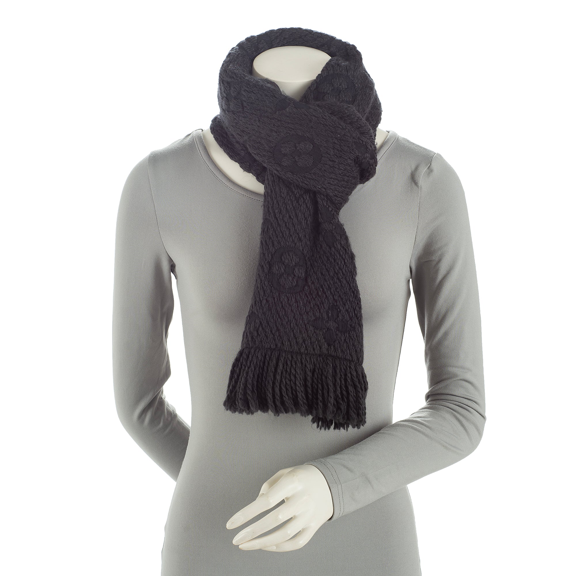 Louis Vuitton Wool Silk Logomania Scarf (SHF-23235)