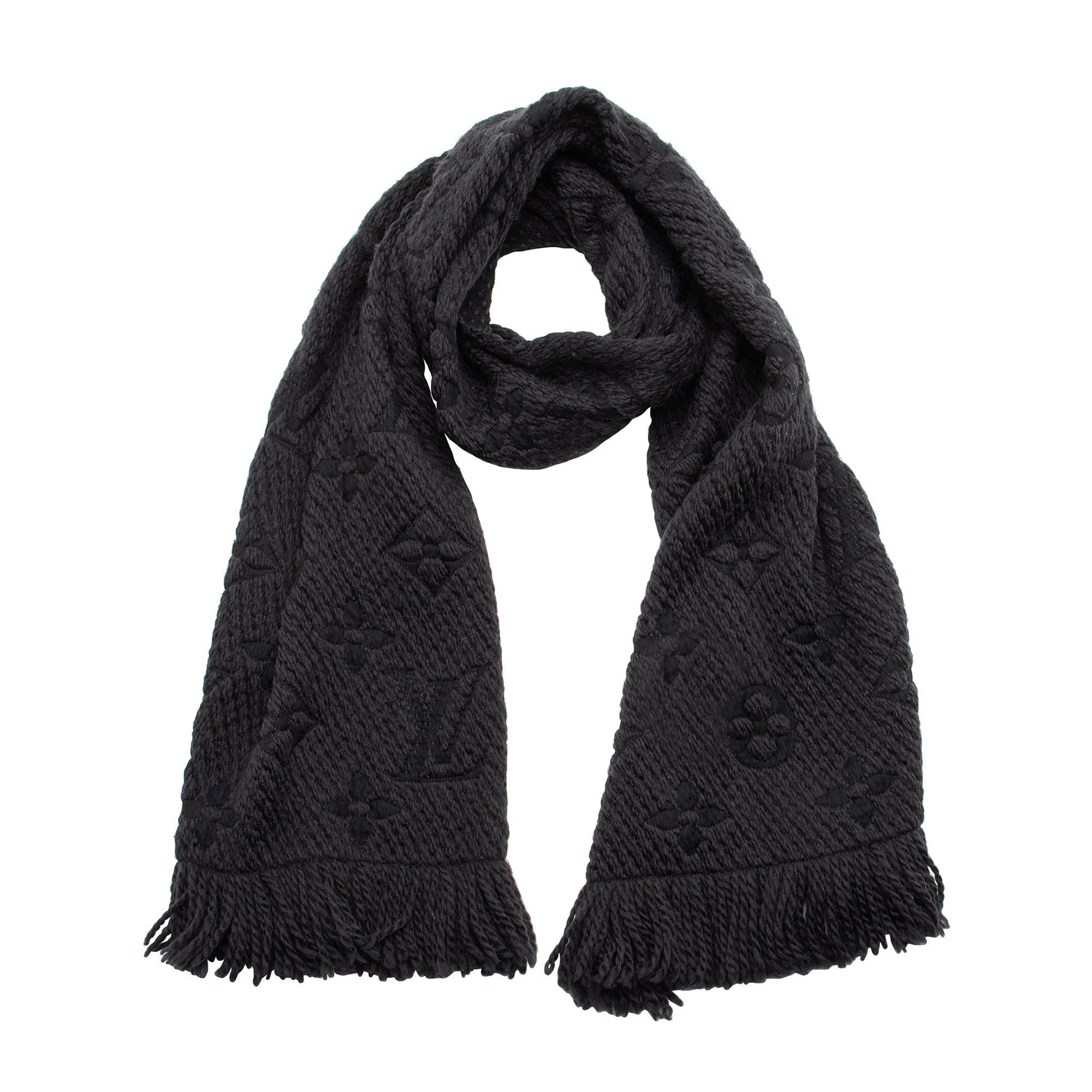 Louis Vuitton Wool Silk Logomania Scarf (SHF-23235)