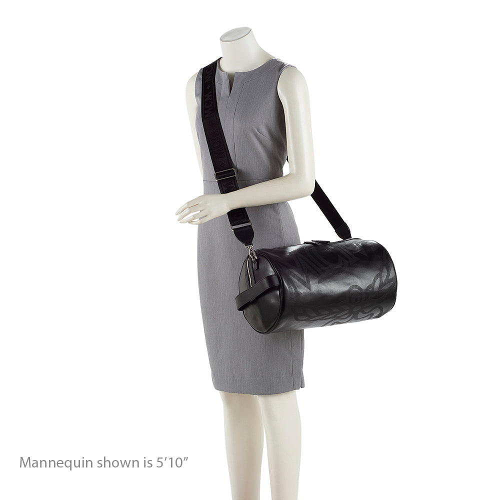 MCM Coated Canvas Logo Barrel Shoulder Bag (SHF-18511)