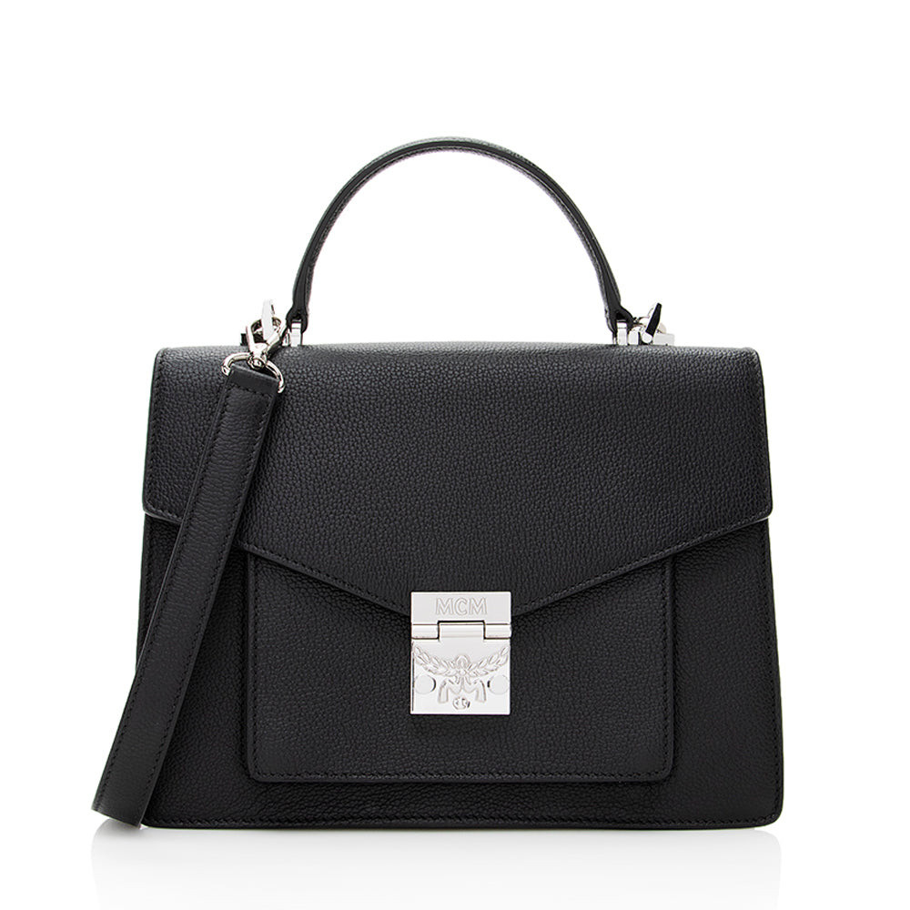 MCM Grained Leather Patricia Medium Pocket Satchel (SHF-18646)