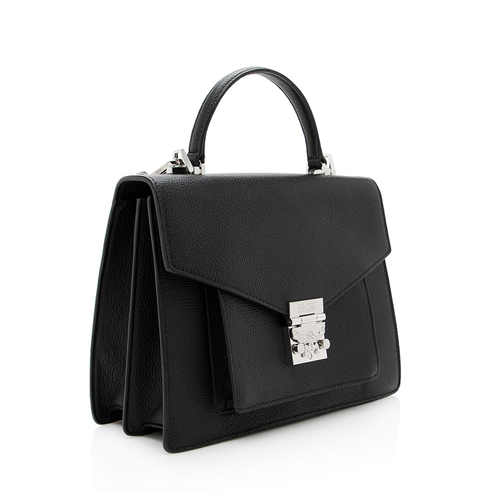 MCM Grained Leather Patricia Medium Pocket Satchel (SHF-18646)