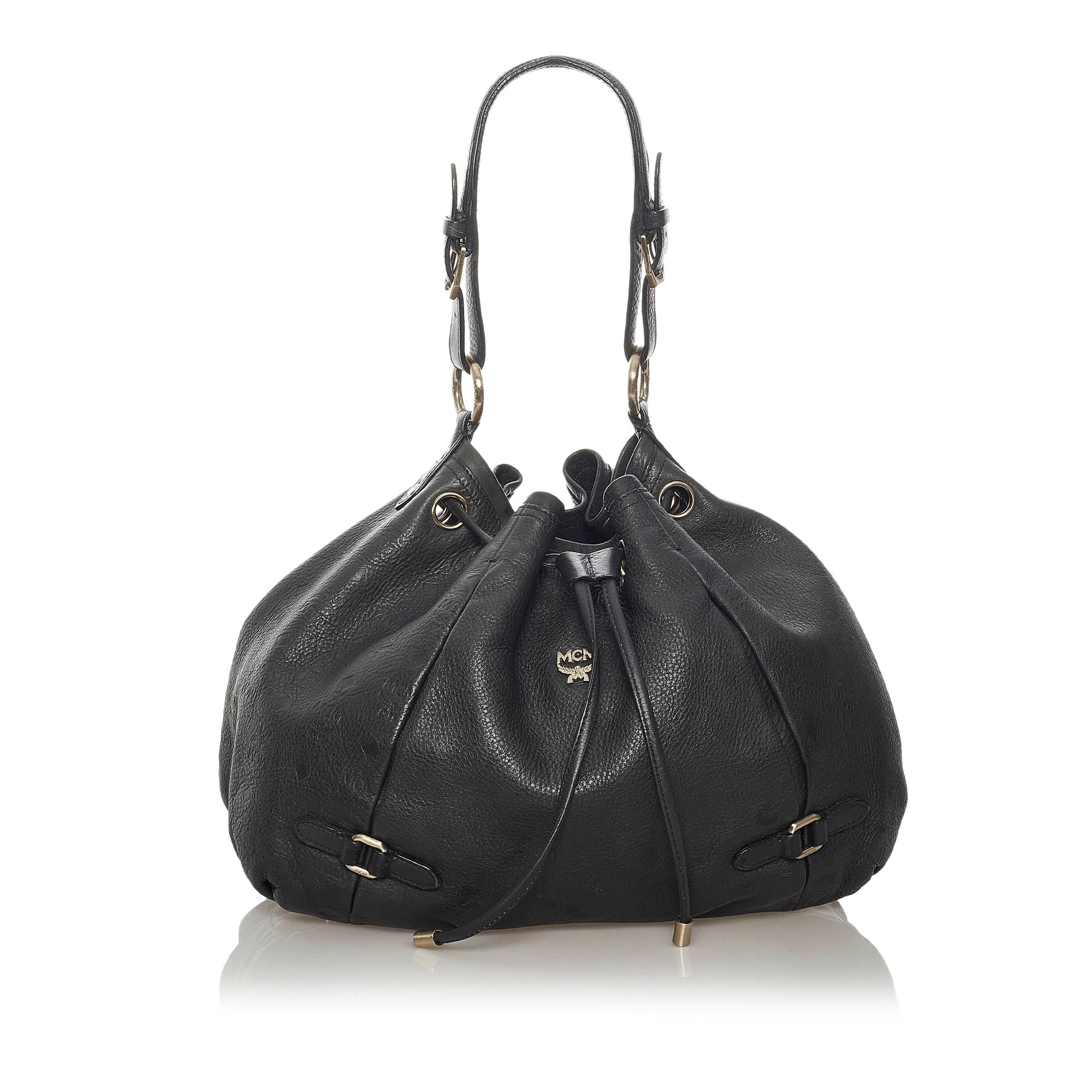 MCM Leather Drawstring Bucket Bag (SHG-37722)