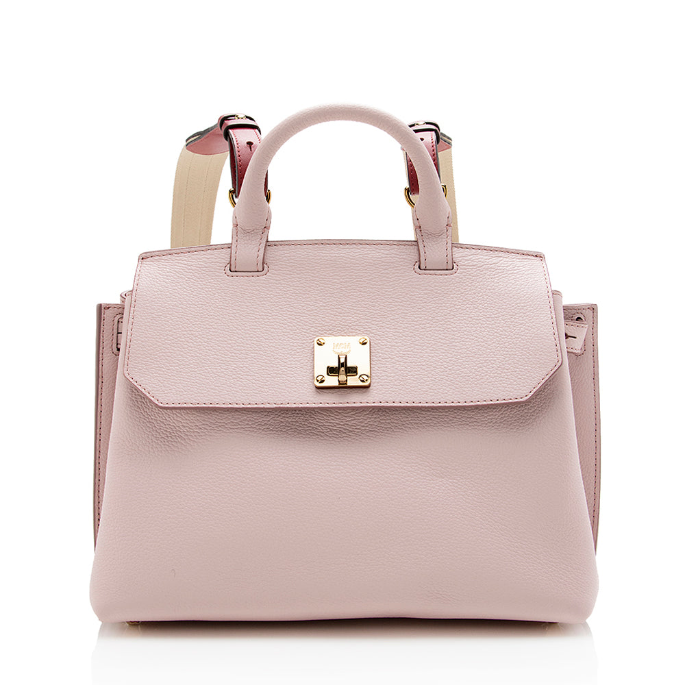 MCM convertible backpack/satchel handbag MCM Grained Calfskin Medium Milla Convertible Backpack White  main image 4