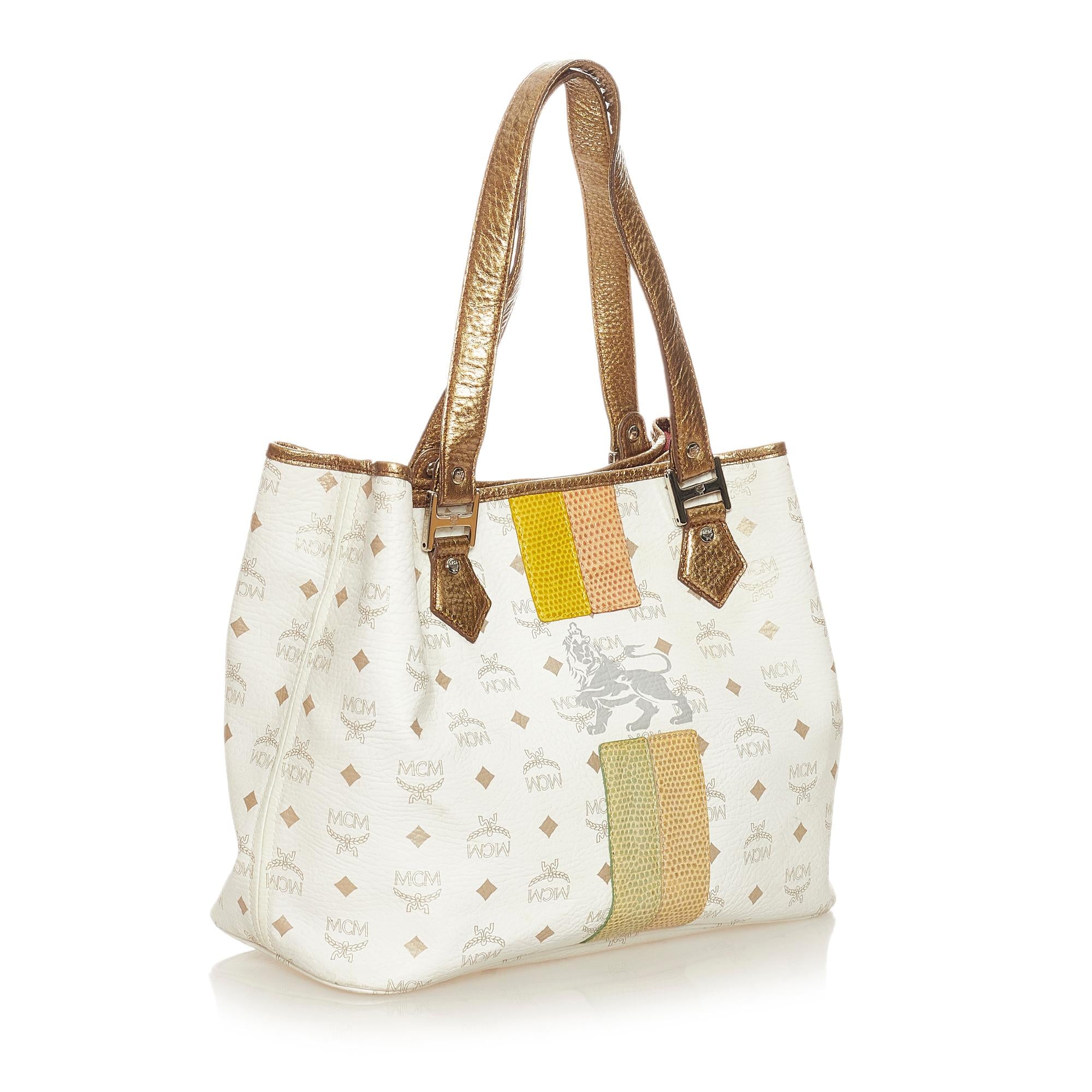 MCM Lion Visetos Leather Tote Bag (SHG-27320)