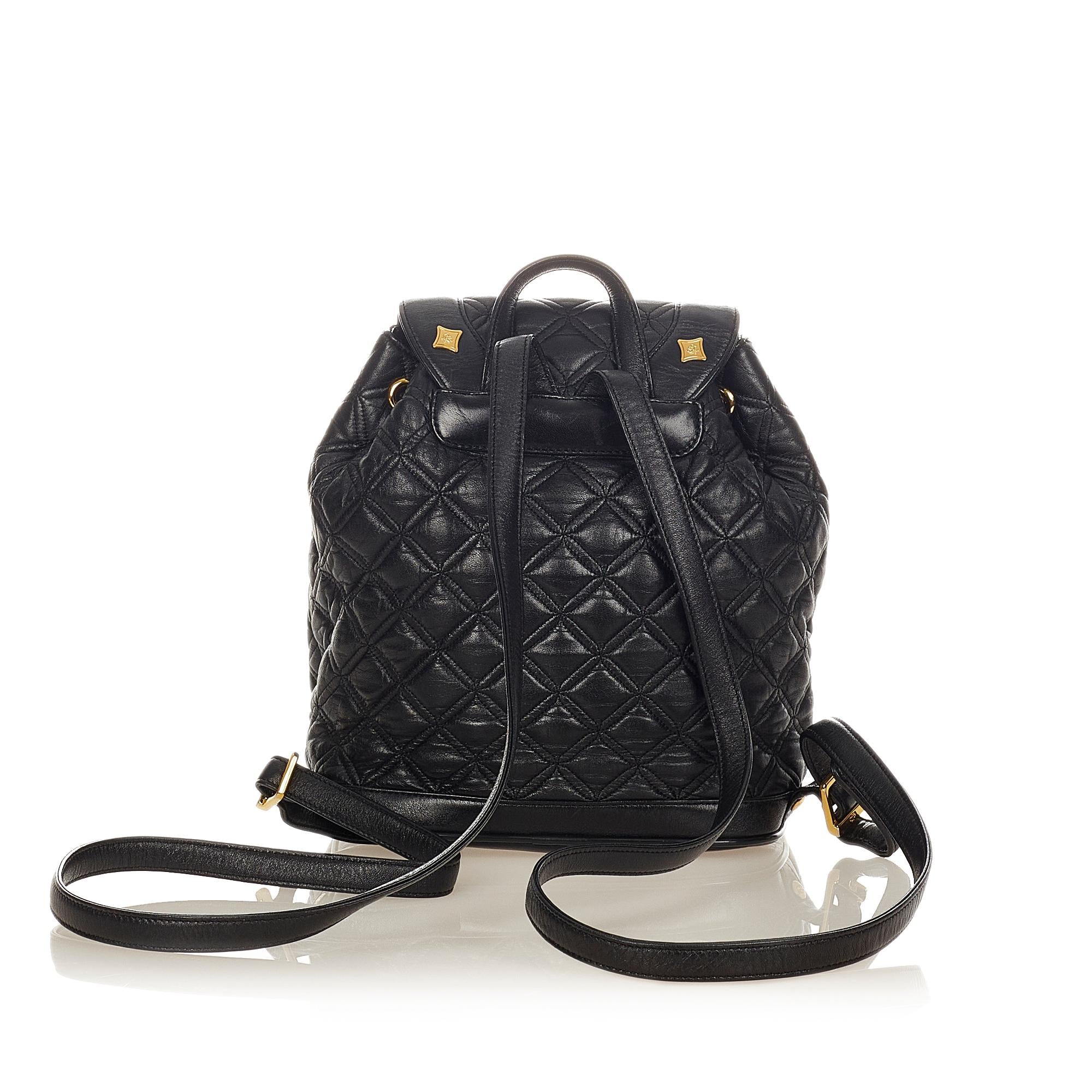 MCM Quilted Studded Visetos Leather Backpack (SHG-37895)
