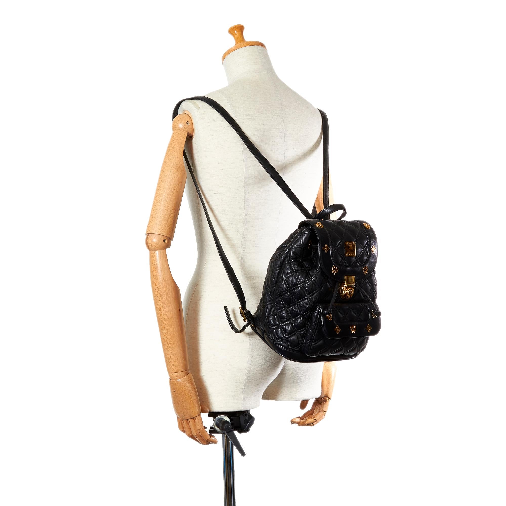 MCM Quilted Studded Visetos Leather Backpack (SHG-37895)