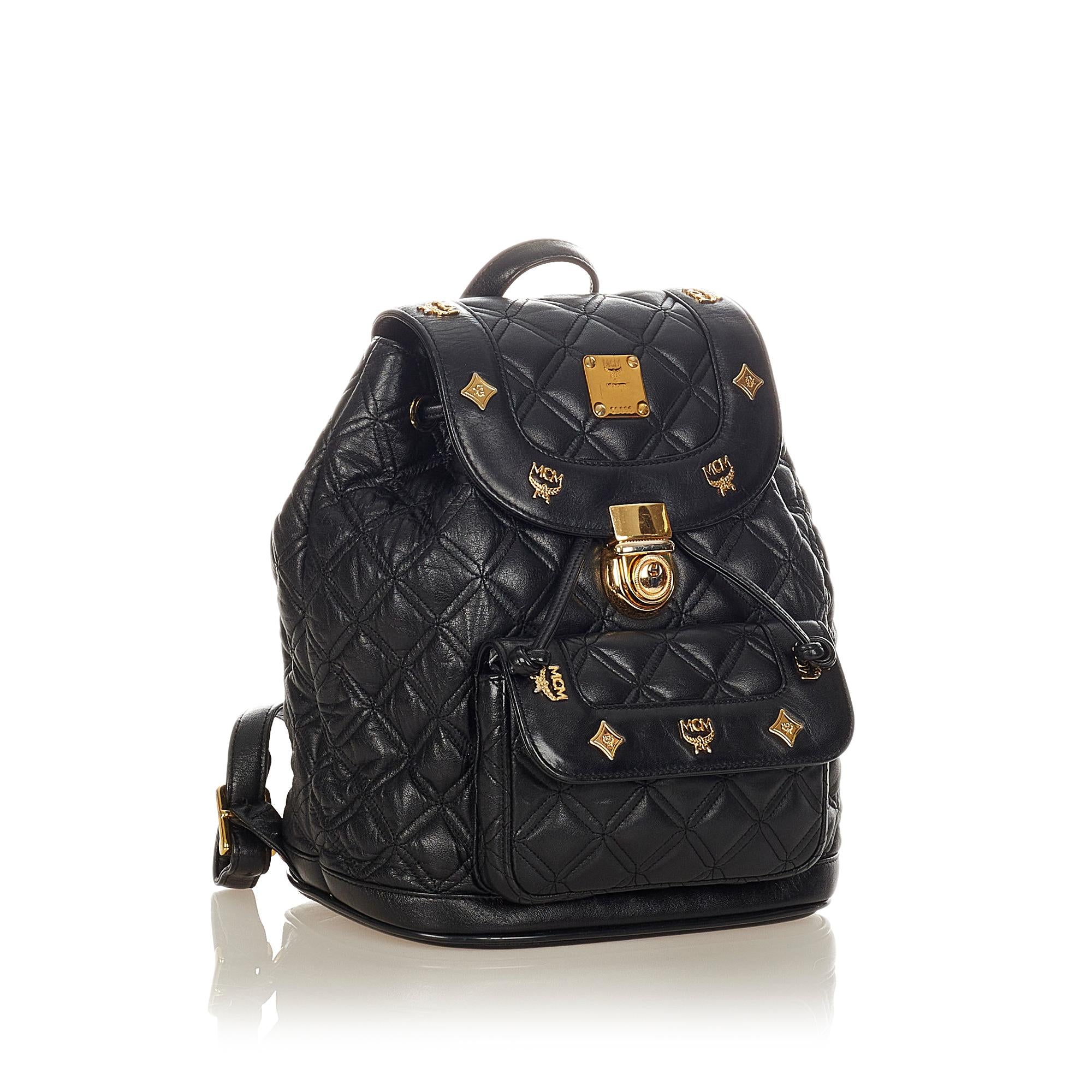 MCM Quilted Studded Visetos Leather Backpack (SHG-37895)