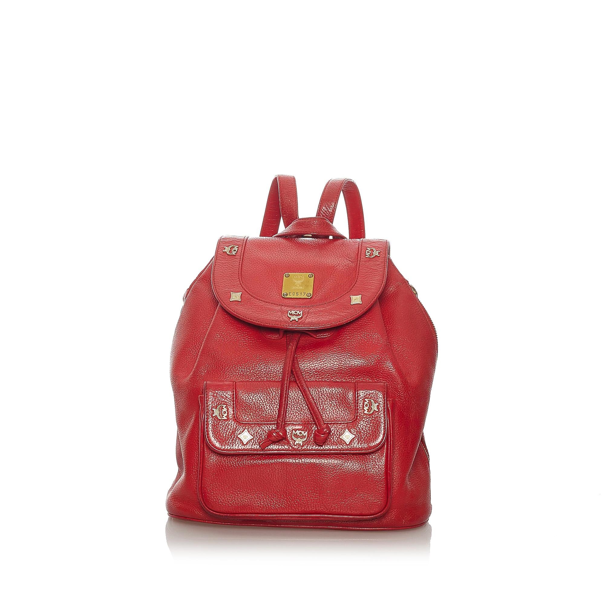 MCM Studded Leather Drawstring Backpack (SHG-27804)