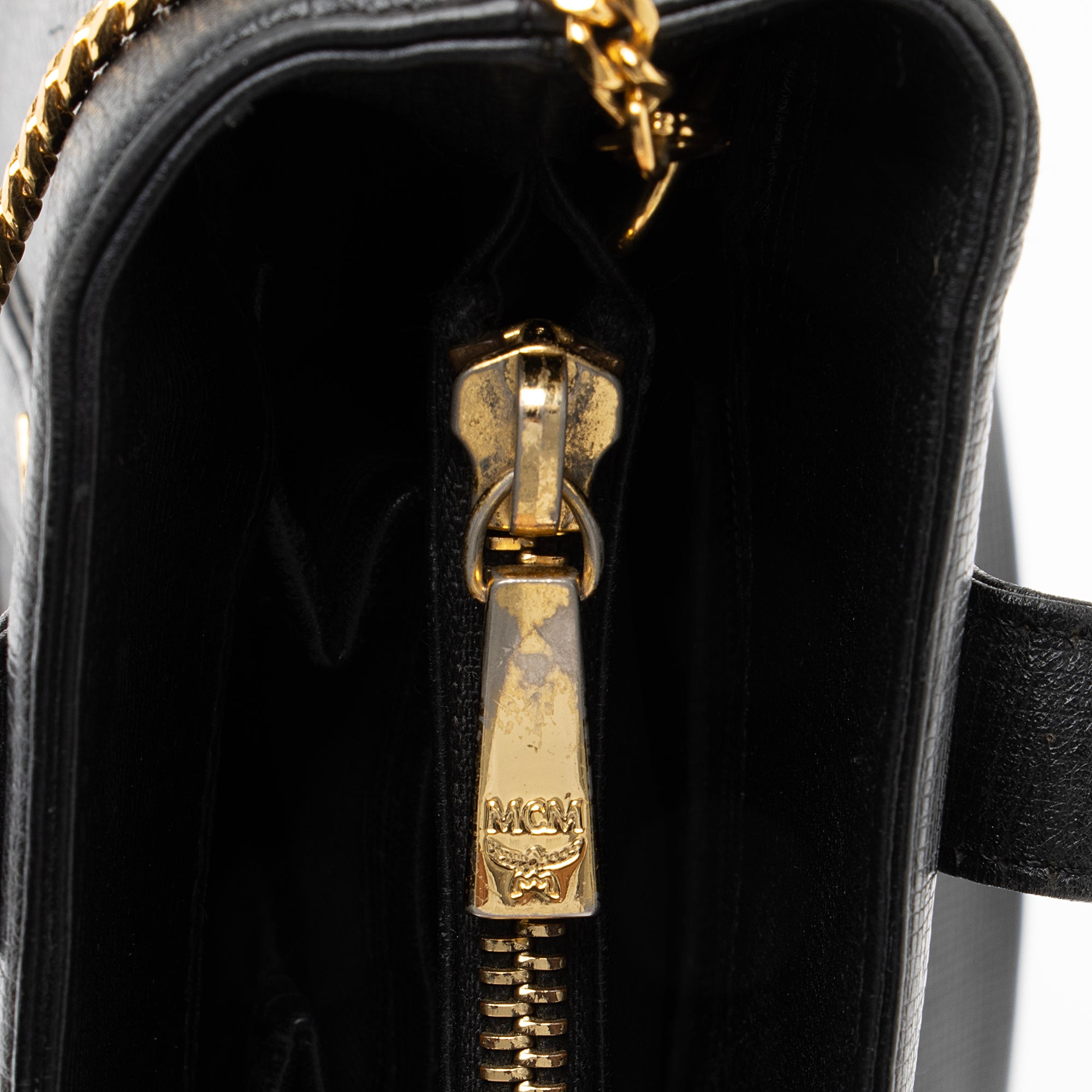 MCM Vintage Leather Studded Logo Small Tote (SHF-23083)