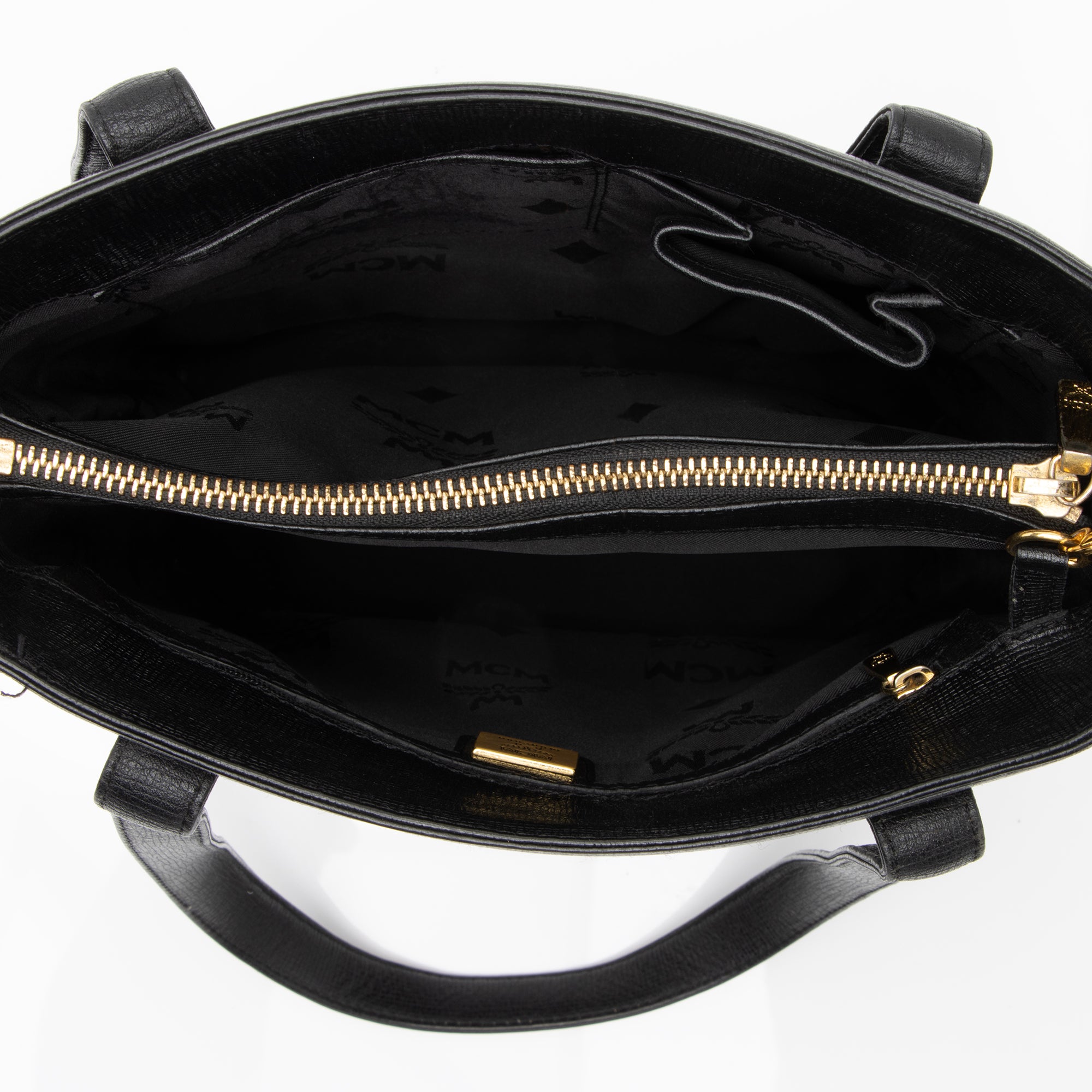 MCM Vintage Leather Studded Logo Small Tote (SHF-23083)