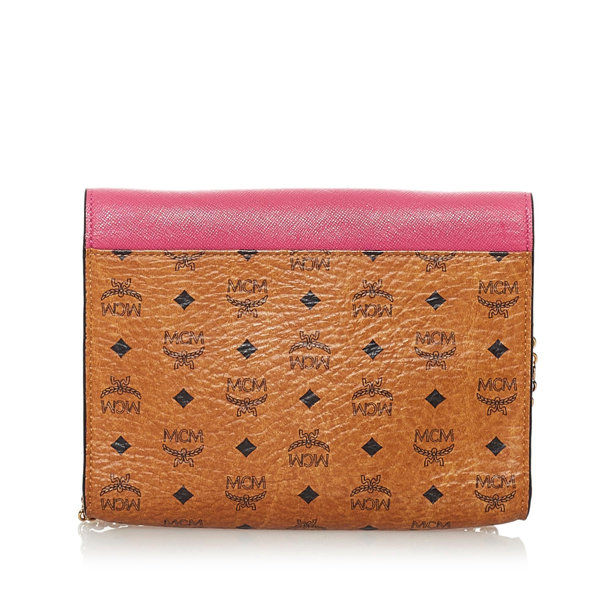 MCM Visetos Chain Leather Crossbody Bag (SHG-32244)