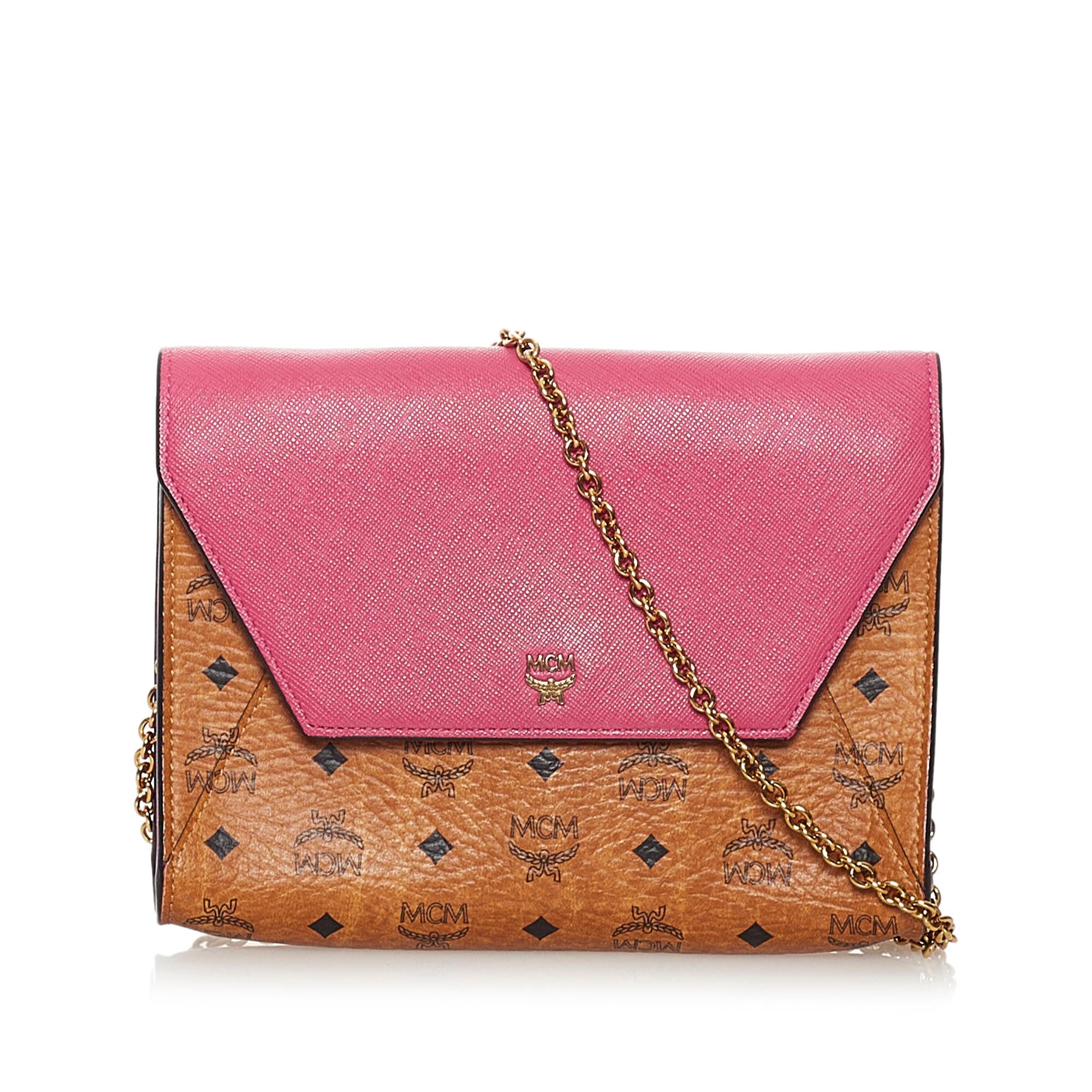 MCM Visetos Chain Leather Crossbody Bag (SHG-32244)