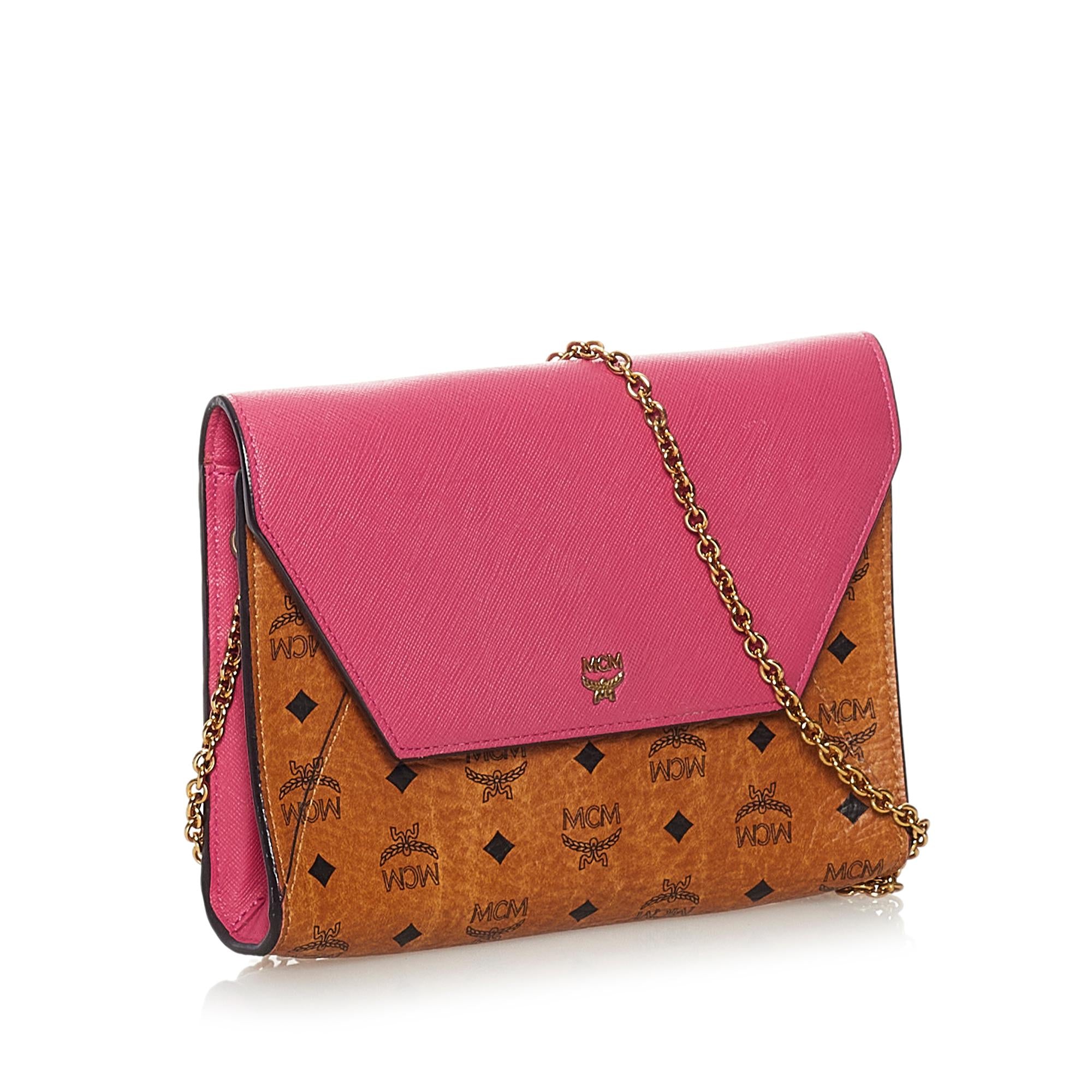 MCM Visetos Chain Leather Crossbody Bag (SHG-32244)