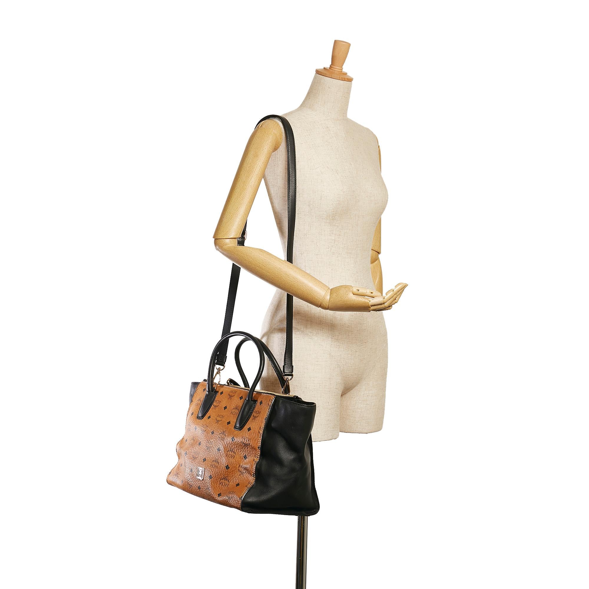 MCM Visetos Double Zip Kathy Satchel (SHG-37303)