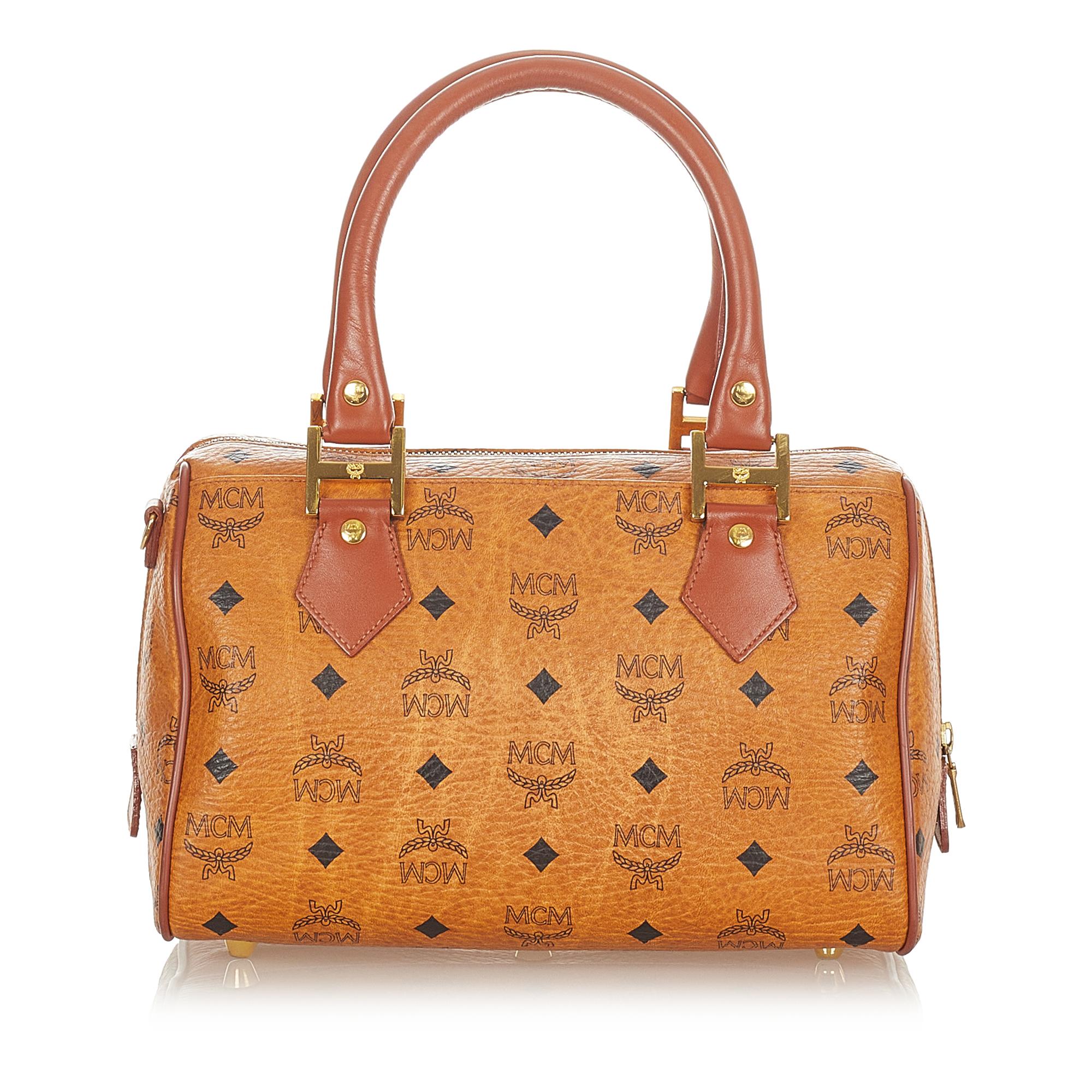 MCM Visetos Leather Boston Bag (SHG-23268)