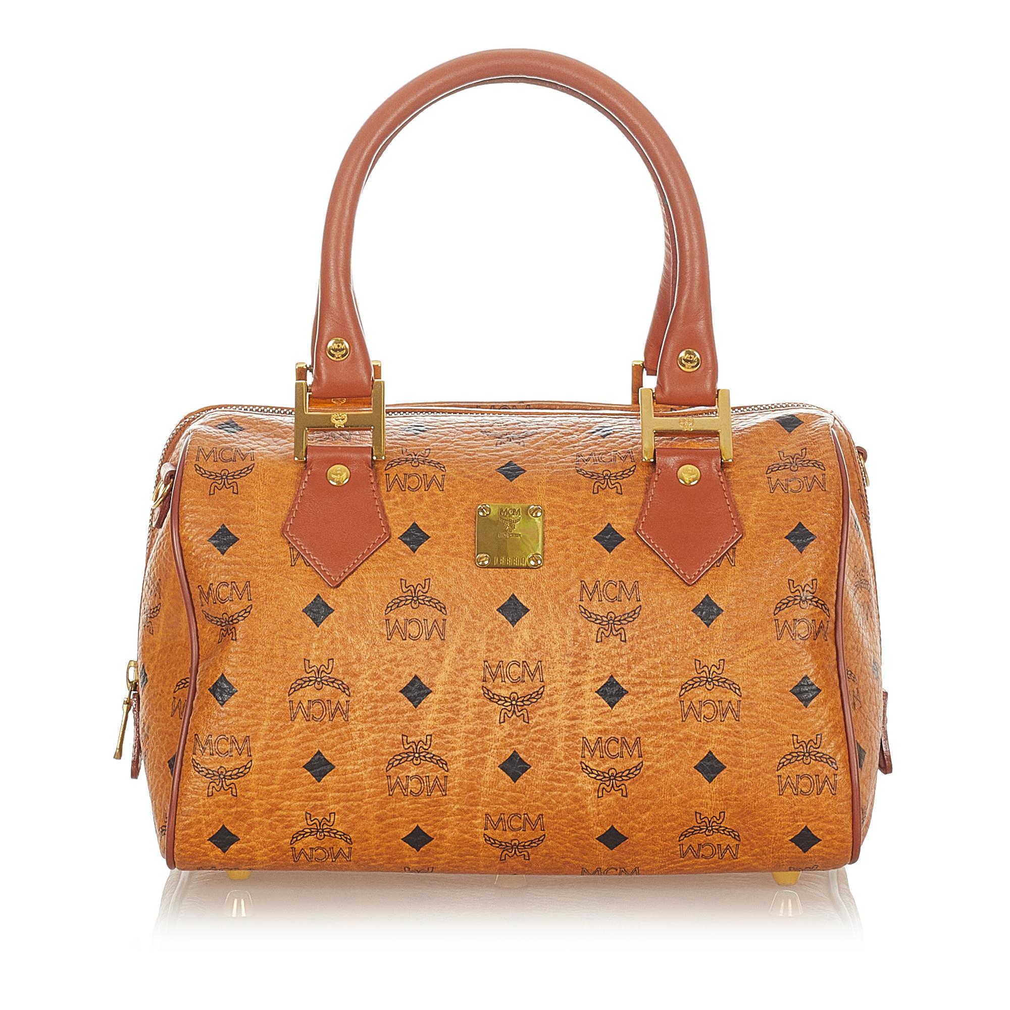 MCM Visetos Leather Boston Bag (SHG-23268)