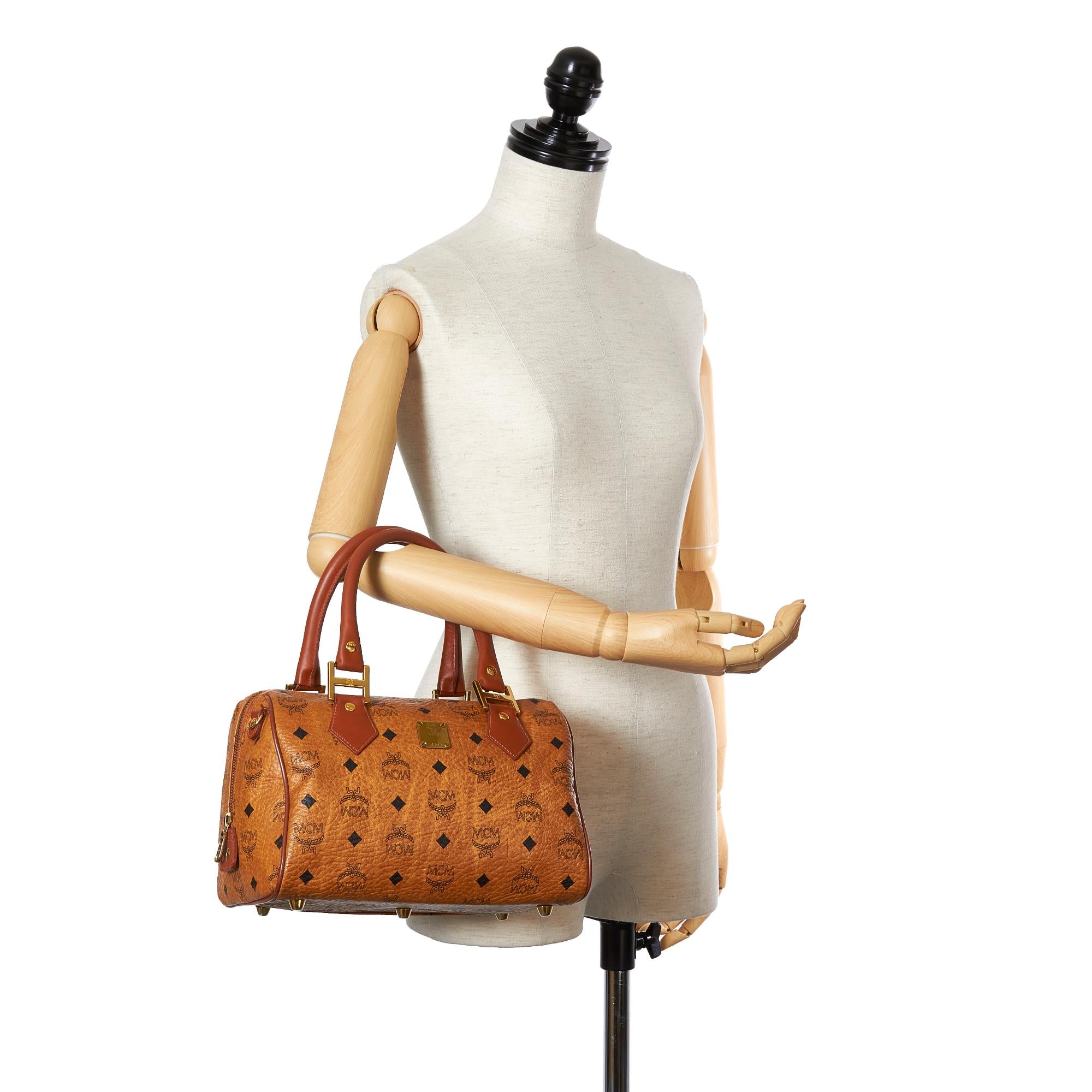 MCM Visetos Leather Boston Bag (SHG-23268)