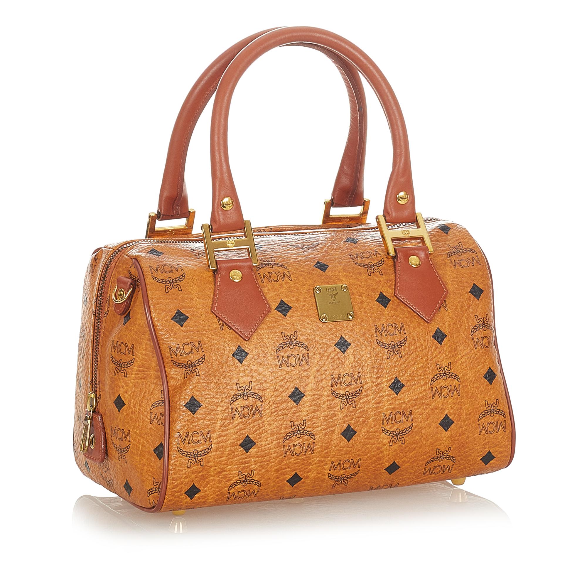 MCM Visetos Leather Boston Bag (SHG-23268)