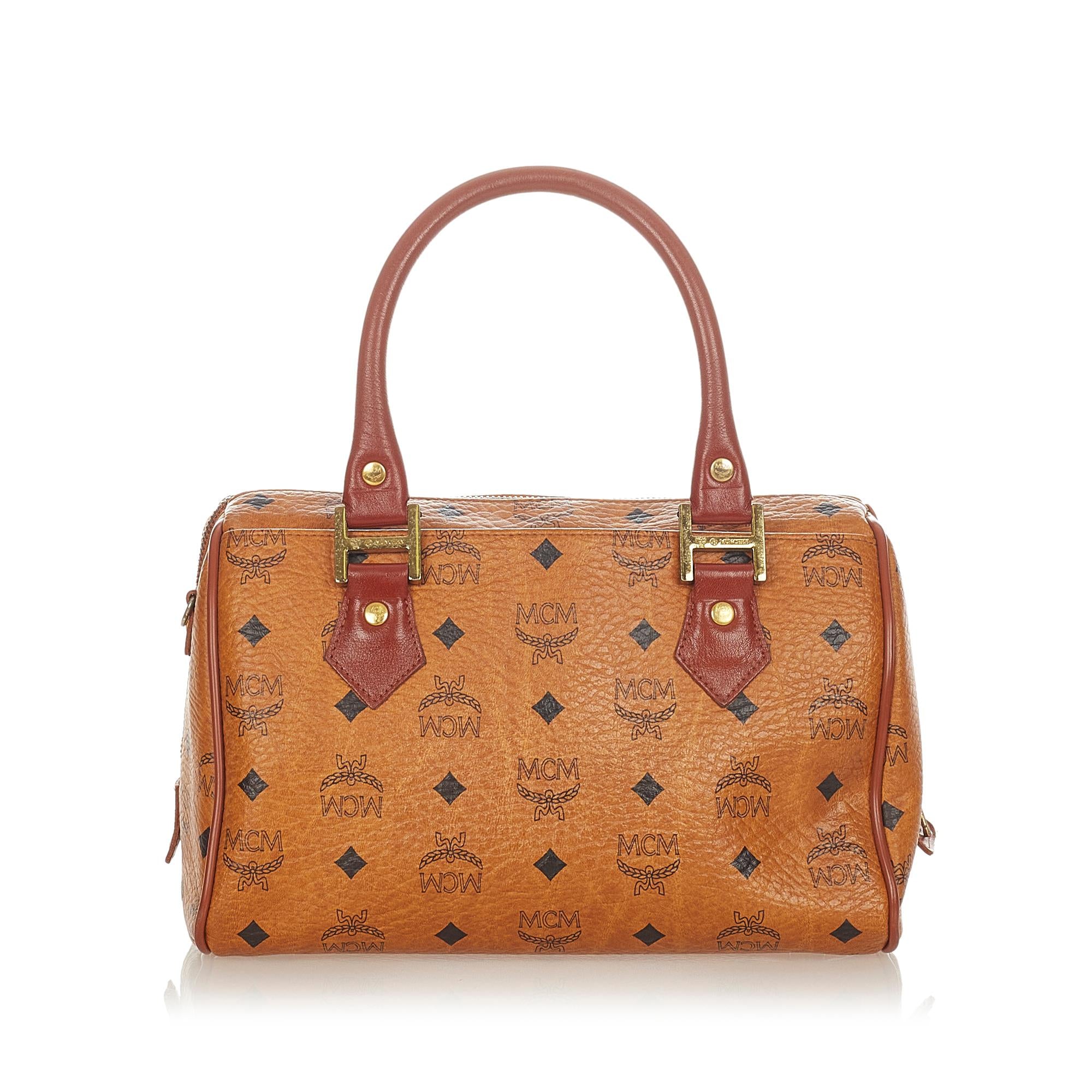 MCM Visetos Leather Boston Bag (SHG-25551)