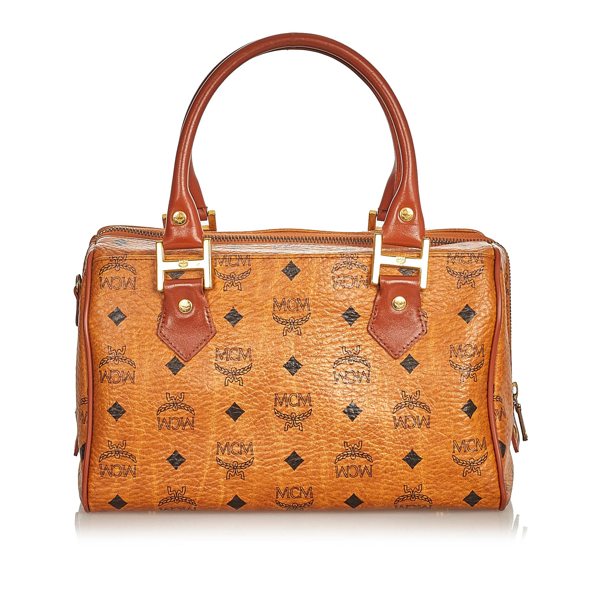 MCM Visetos Leather Boston Bag (SHG-25617)