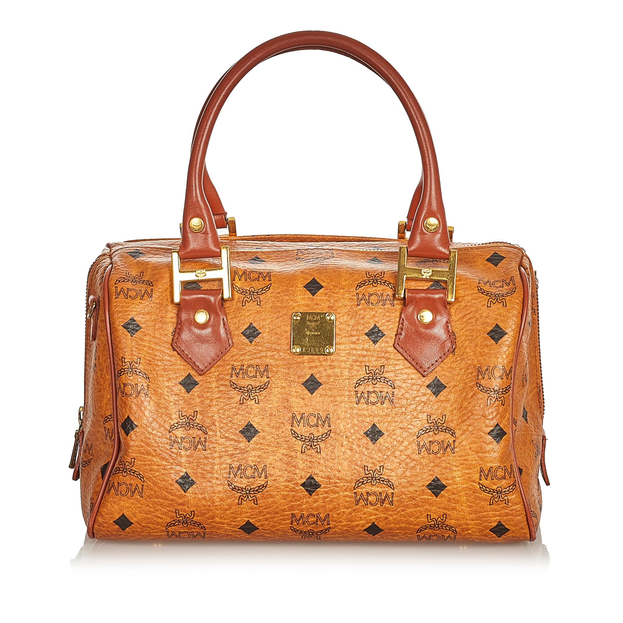 MCM Visetos Leather Boston Bag (SHG-25617)