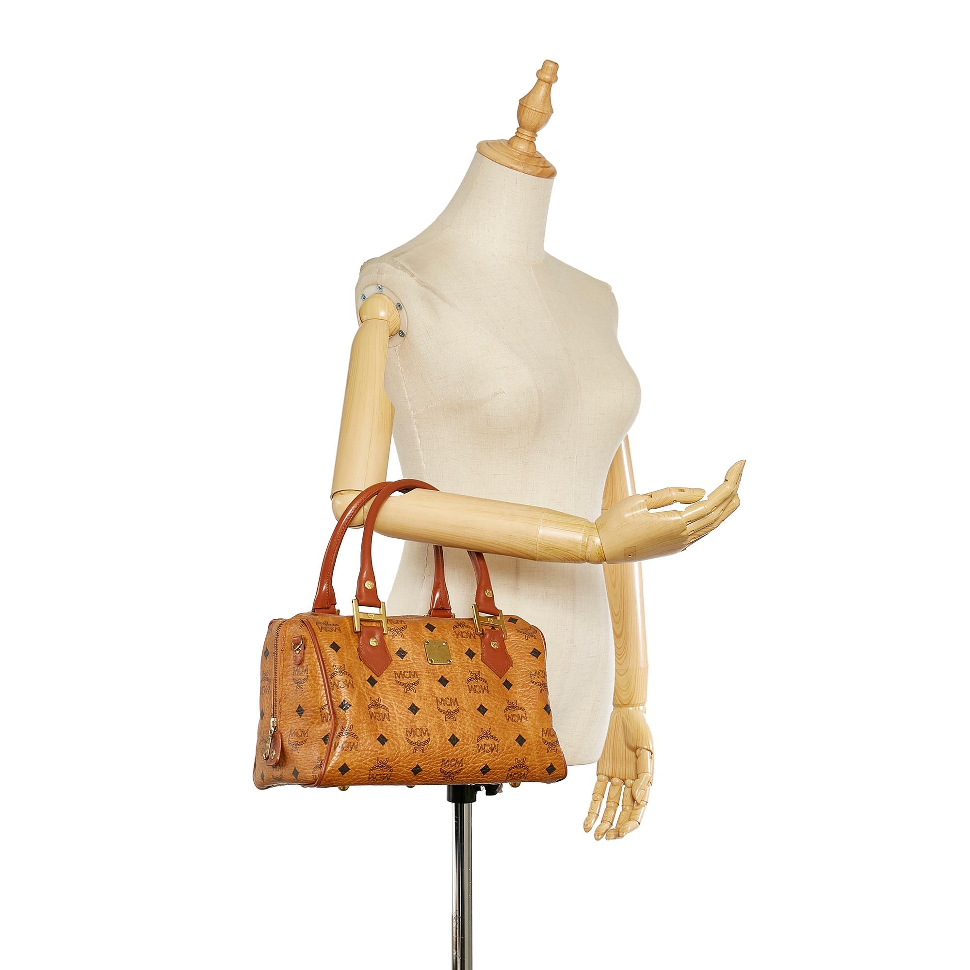 MCM Visetos Leather Boston Bag (SHG-25617)