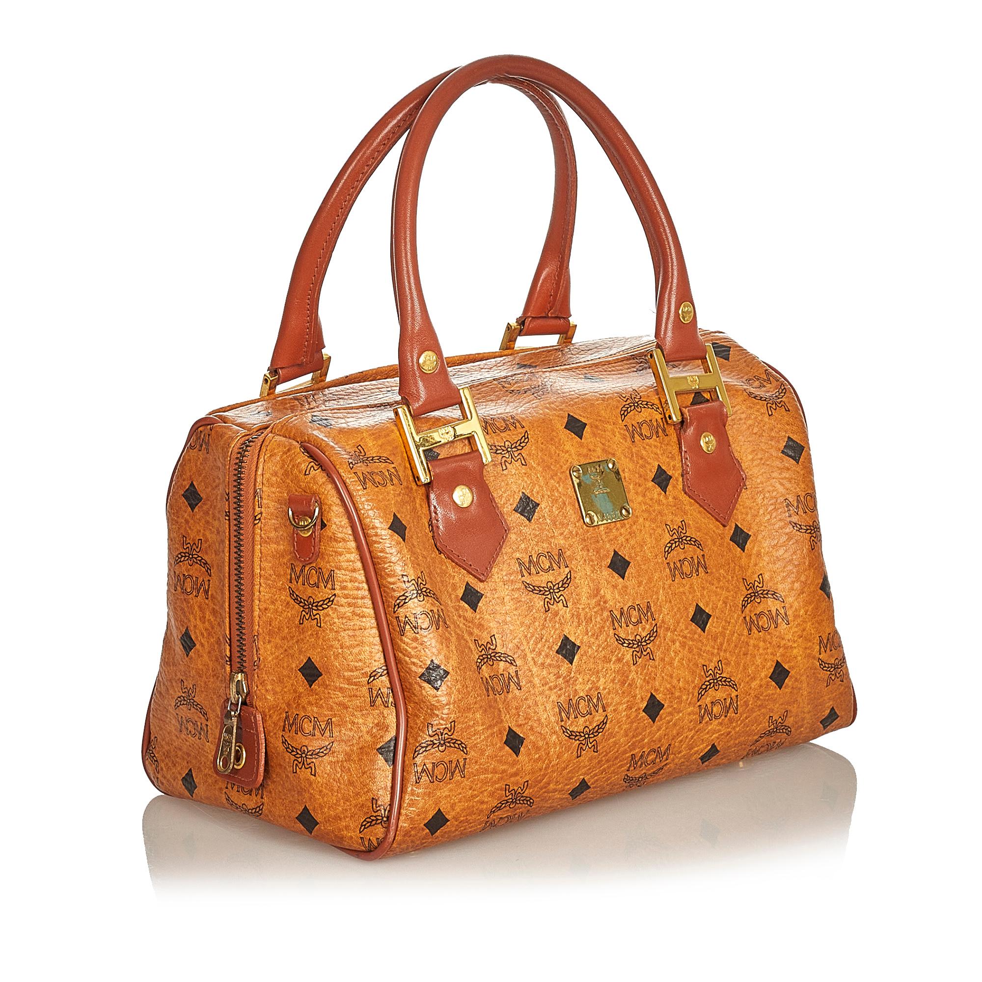 MCM Visetos Leather Boston Bag (SHG-25617)