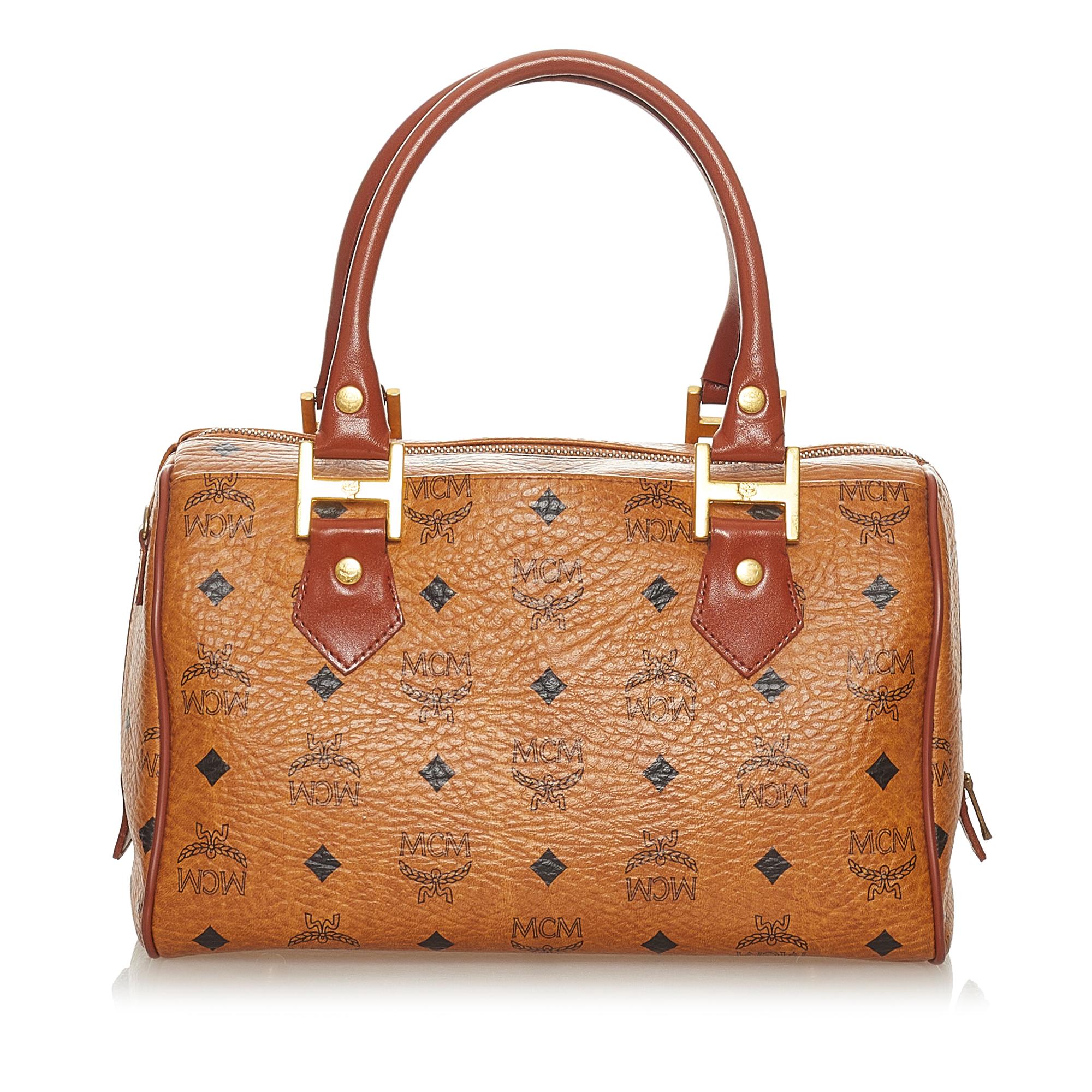 MCM Visetos Leather Boston Bag (SHG-27322)
