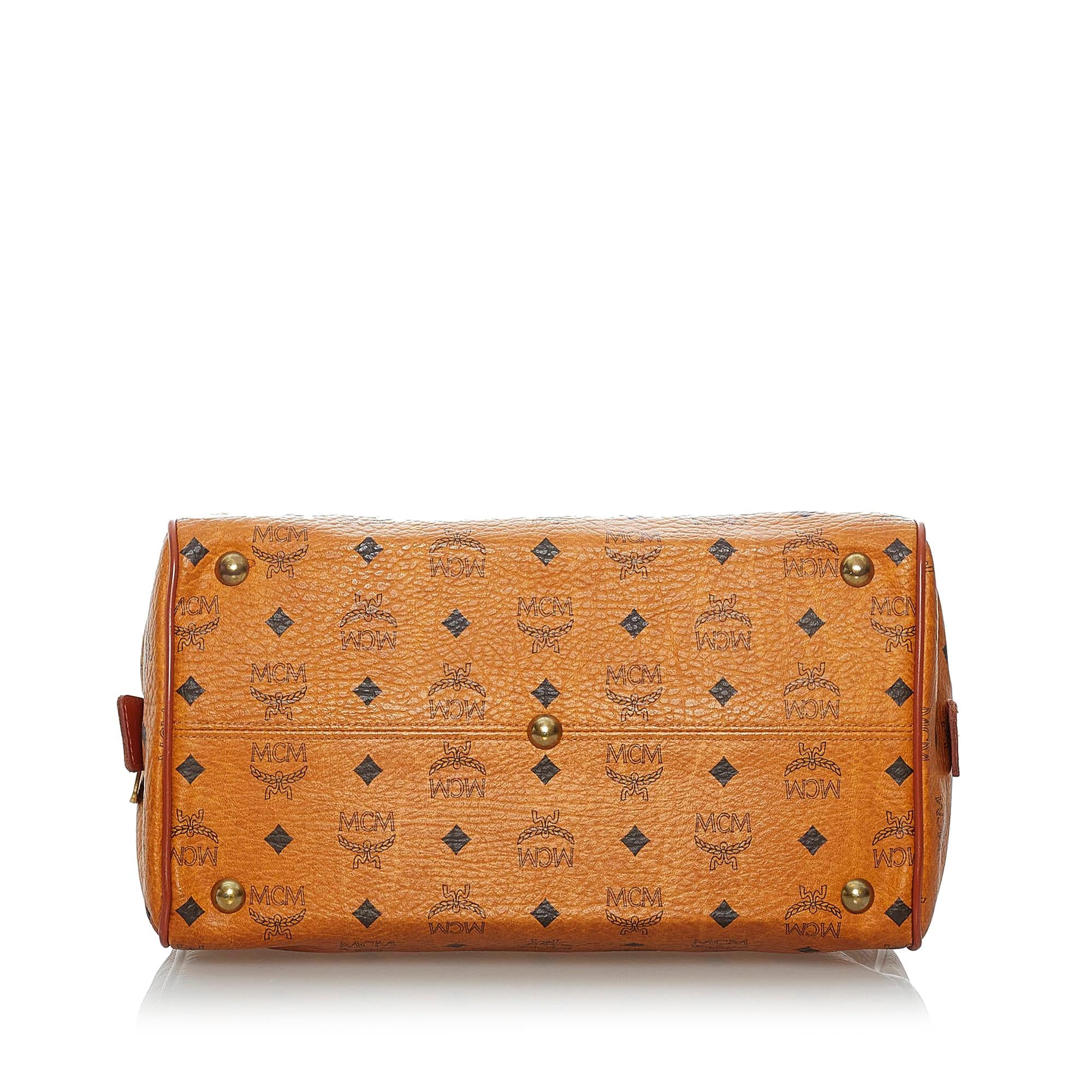 MCM Visetos Leather Boston Bag (SHG-29523)