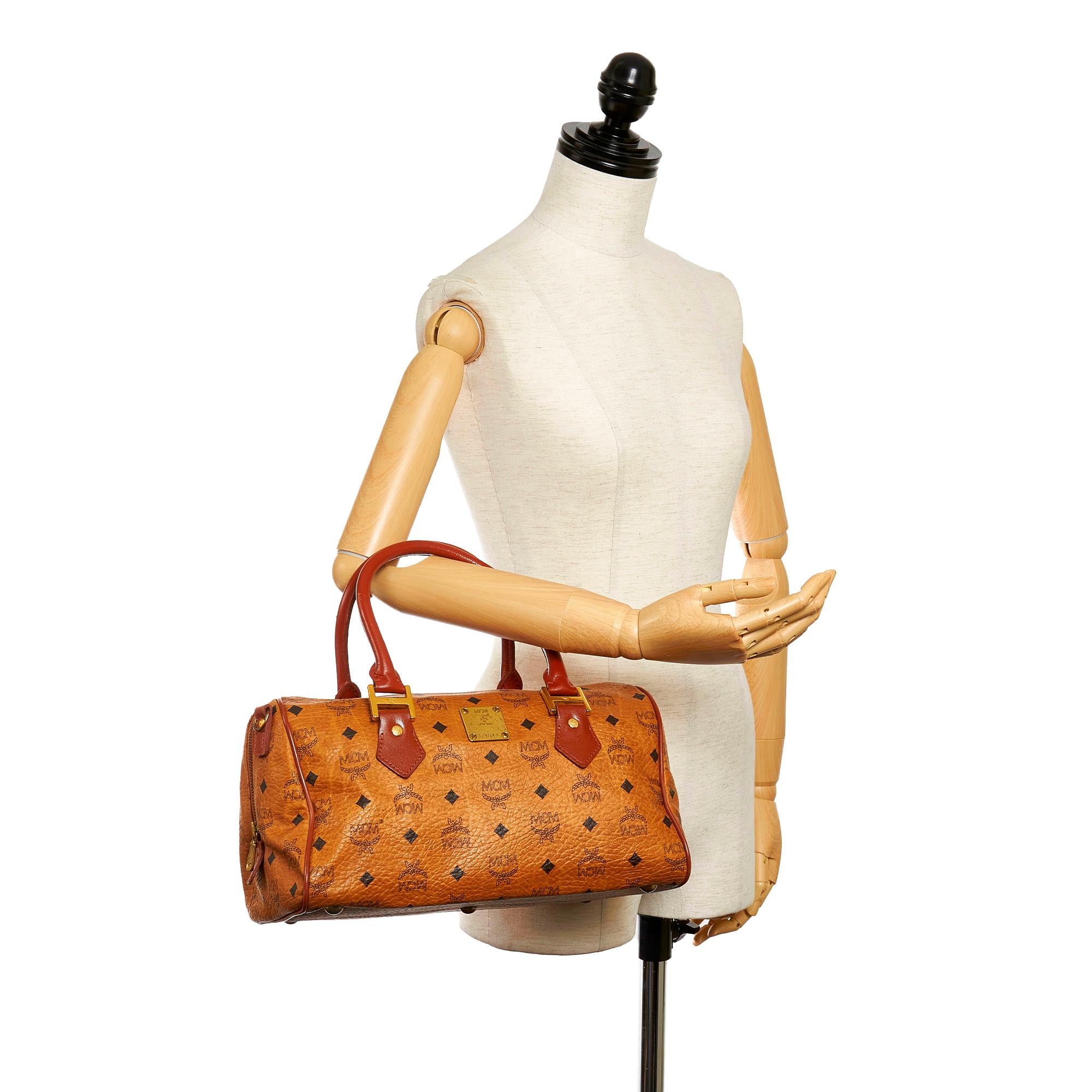 MCM Visetos Leather Boston Bag (SHG-29523)