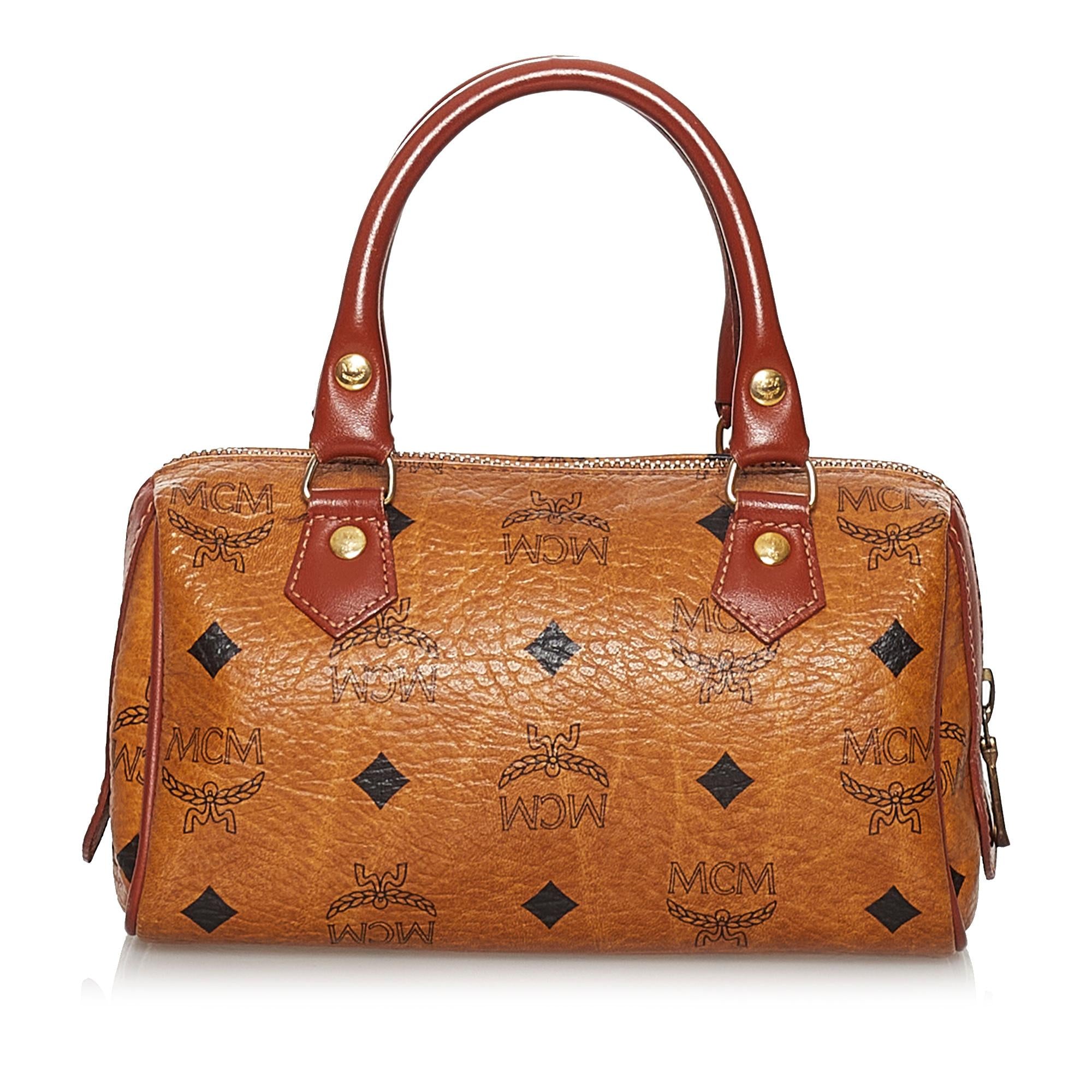 MCM Visetos Leather Boston Bag (SHG-30311)