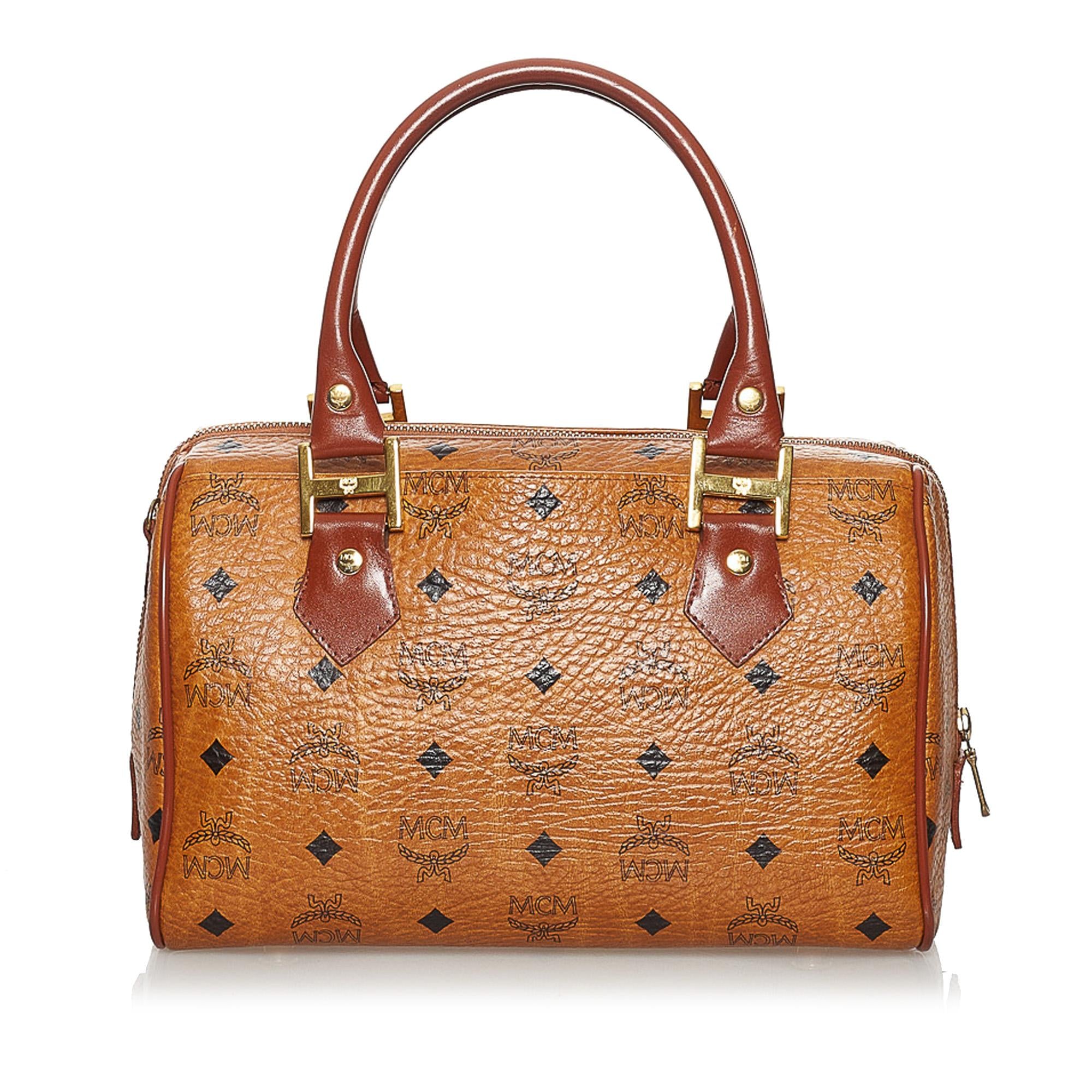 MCM Visetos Leather Boston Bag (SHG-30565)