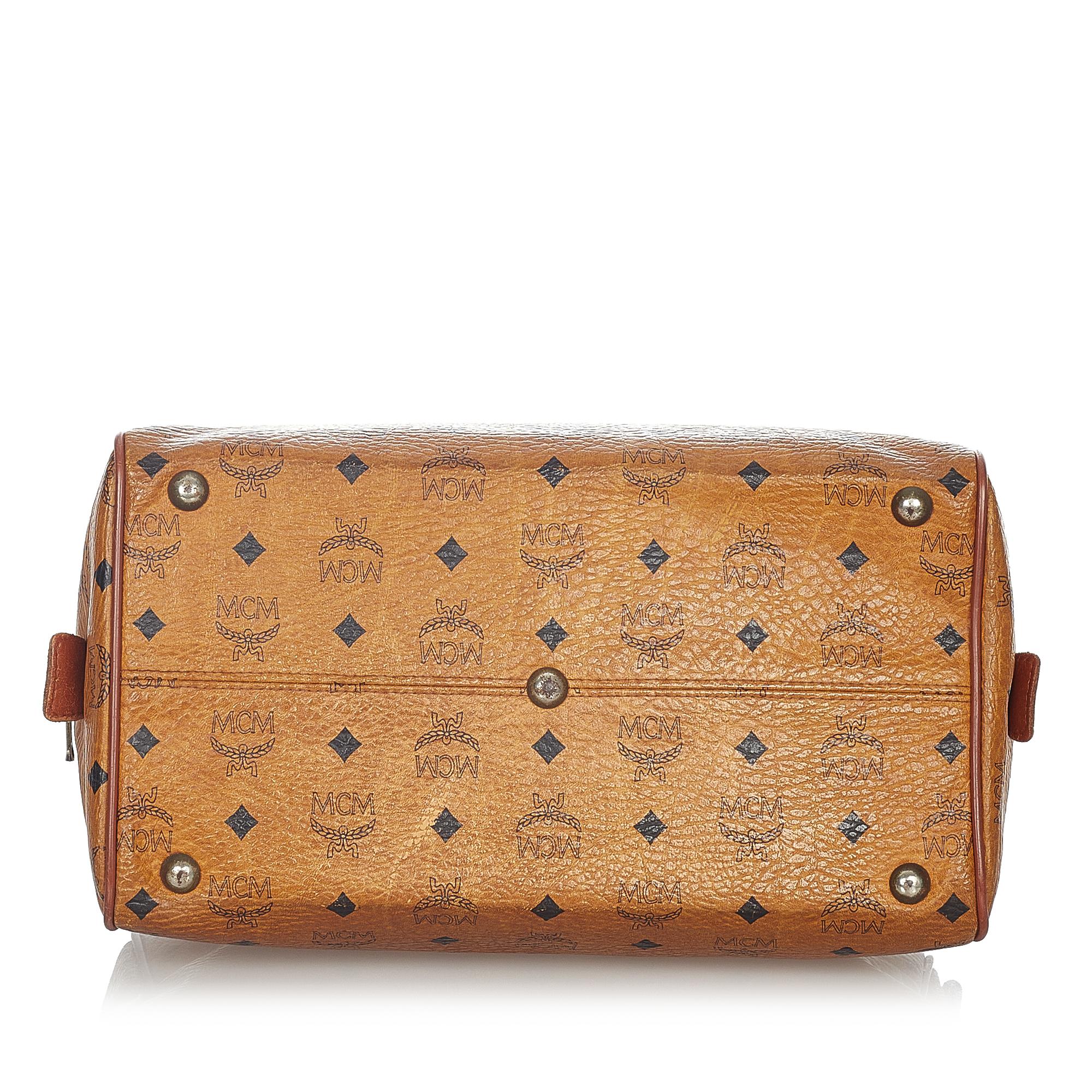 MCM Visetos Leather Boston Bag (SHG-32478)