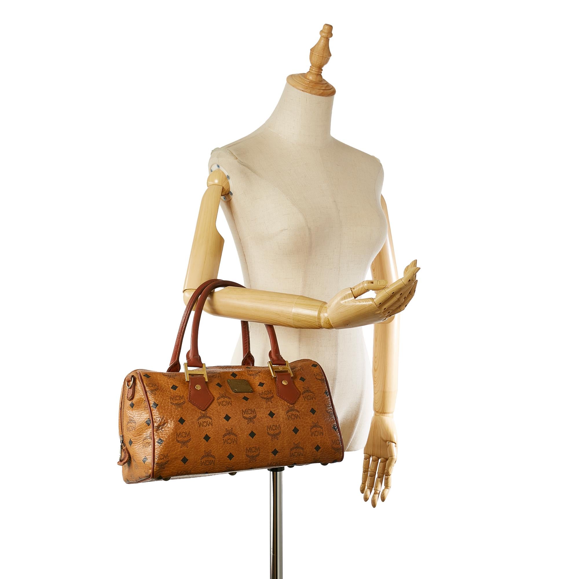 MCM Visetos Leather Boston Bag (SHG-32478)