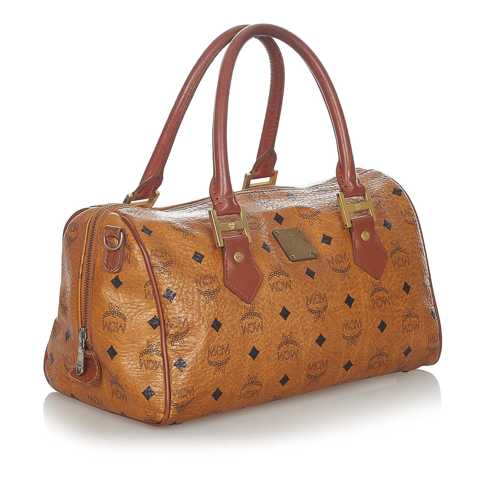 MCM Visetos Leather Boston Bag (SHG-32478)