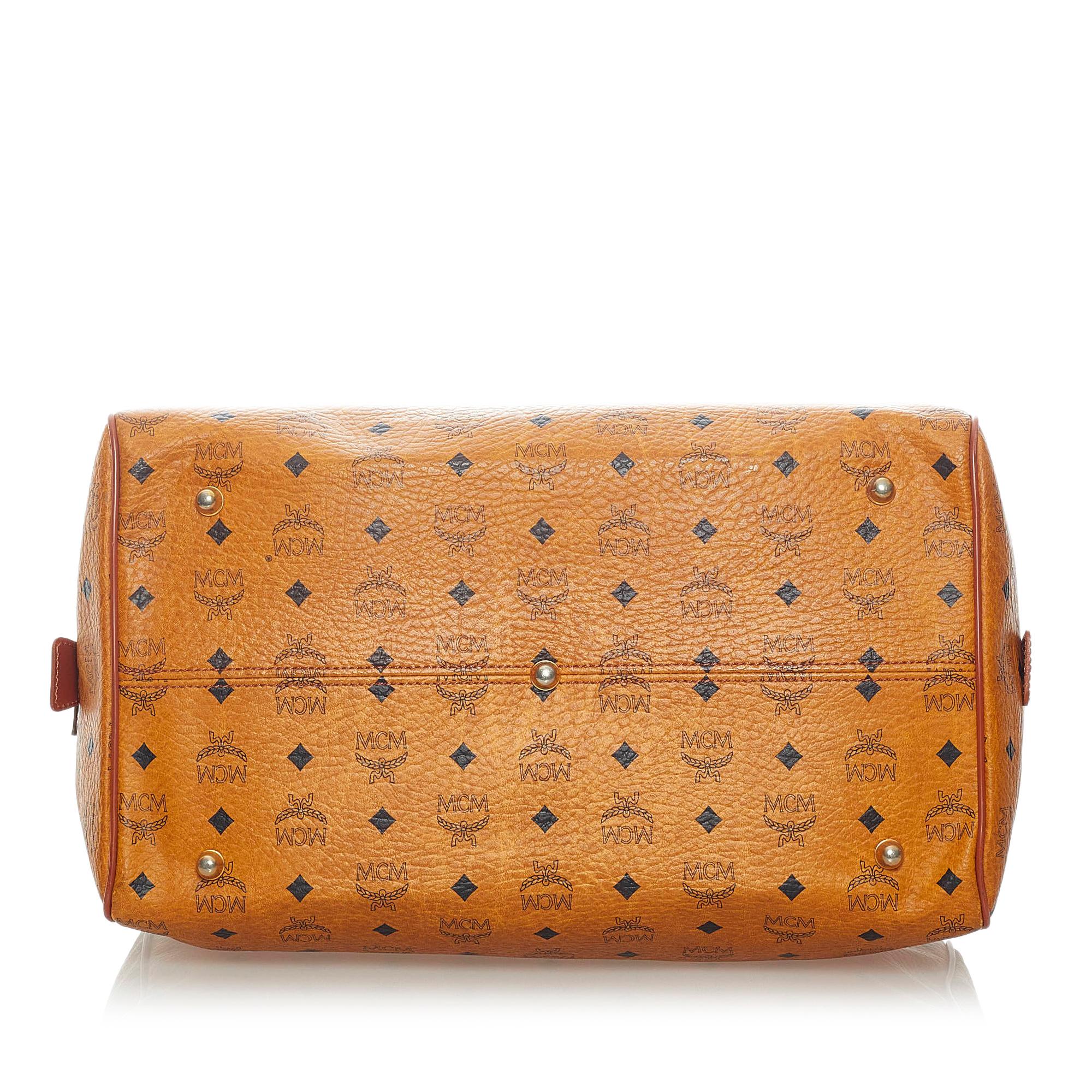 MCM Visetos Leather Boston Bag (SHG-33382)